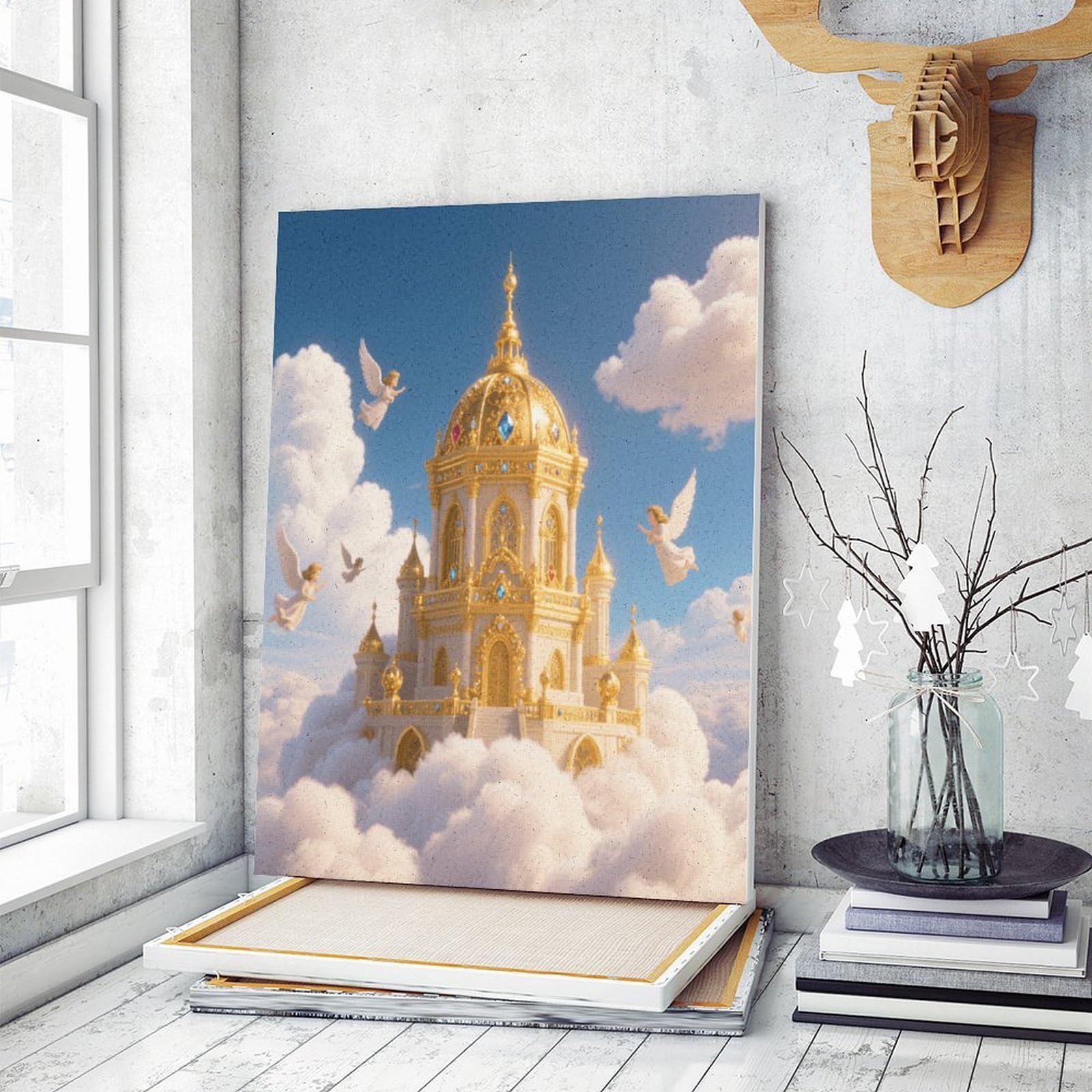 KOAYUBFC Golden Palace Kingdom - Kit per dipingere con i numeri, per adulti e principianti, kit di pittura con i numeri, su tela, colori acrilici a olio, pittura con pennelli, regalo per la