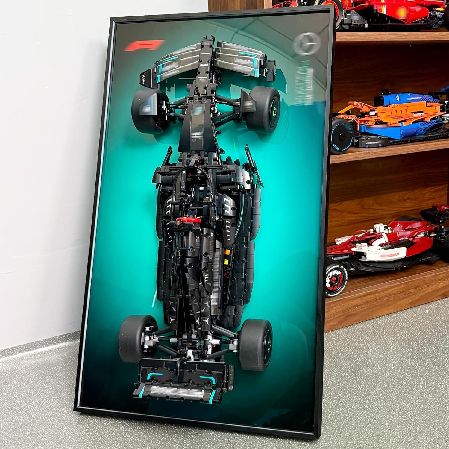 WETCEAOM Cadre Compatible avec Technic-AMG F1 W14 E Voiture 42171, Wall Display Frame for Adult Collectibles - Idéal pour Une décoration sur Le thème de la F1, à la Maison ou au Bureau.