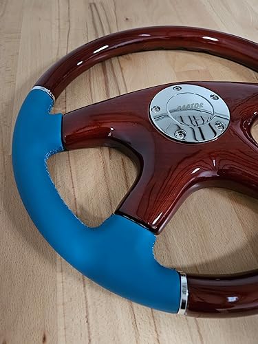 Miniatura 4 de Raptor Volante de madera de caoba y cuero azul océano de 15"