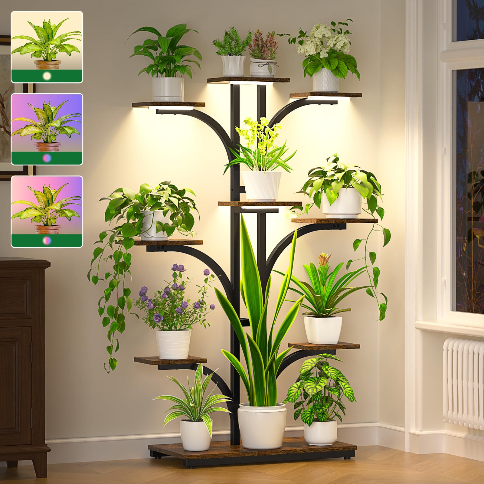 Amazon.com : ikkle Plant Stand Indoor with Grow Lights, 64