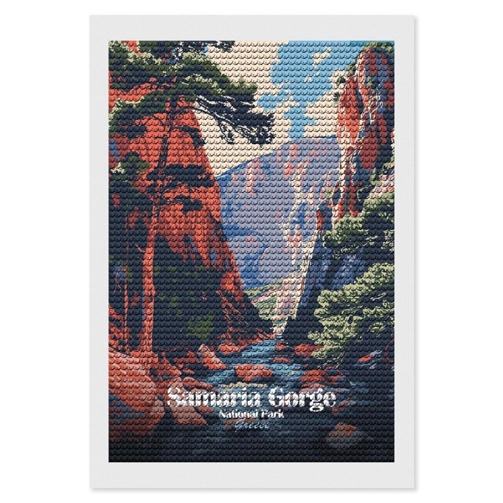 Junmoney Samaria Gorge National Park Greece Diamond Painting Kit 8"x12", Easy Handmade Project, Cosy Home Accent, for Craft Lovers, Holiday Gift Idea
