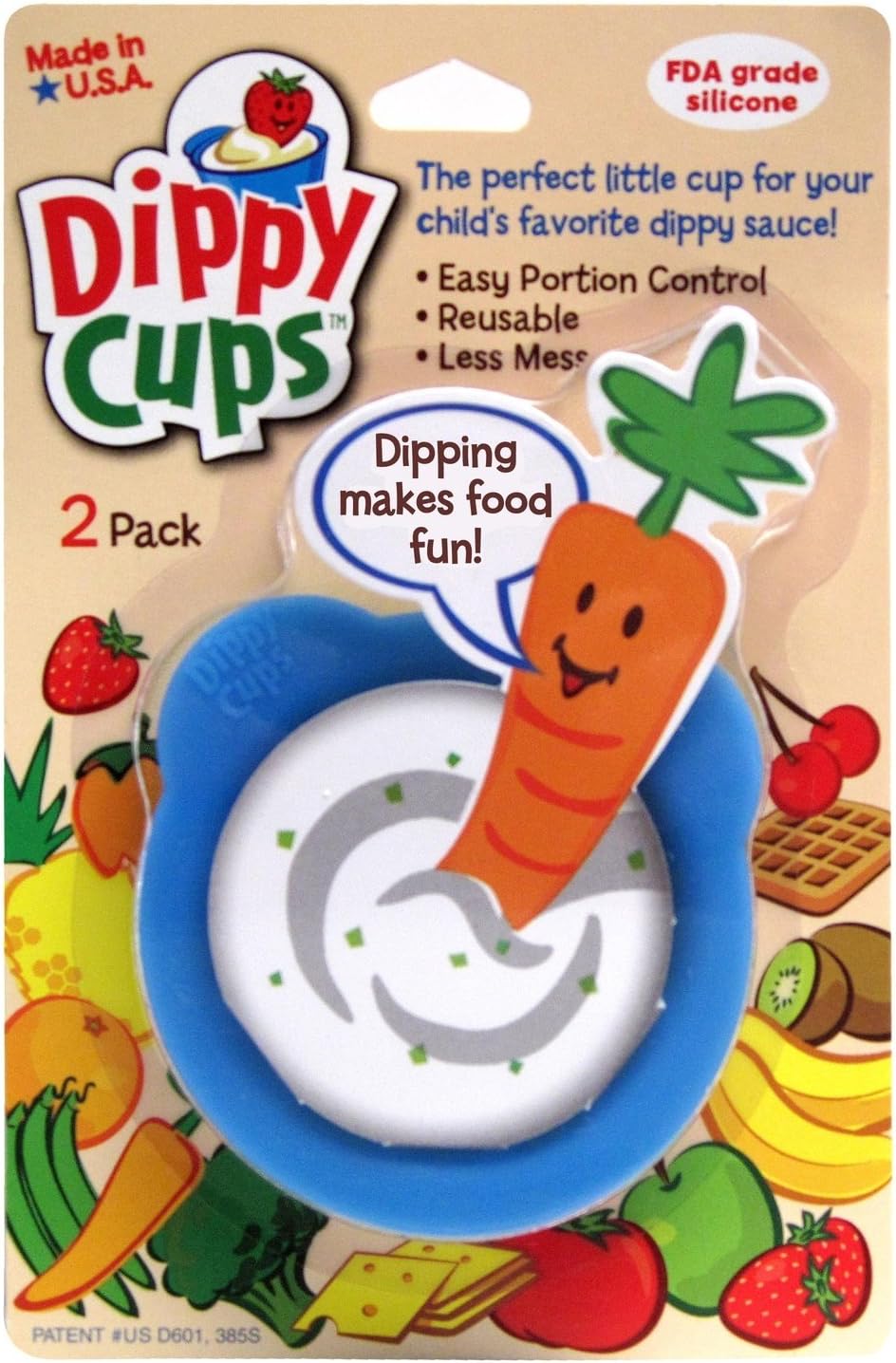 Dippy Cups - 2, 4, or 6-pack - Small Silicone Dip/Sauce Cups (2-Pack, Orange & Yellow)