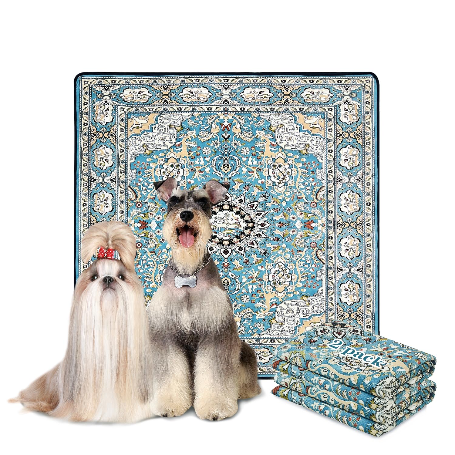 Qeils Washable Pee Pads for Dogs, Reusable Puppy Pads 36"x 36" 2 Pack