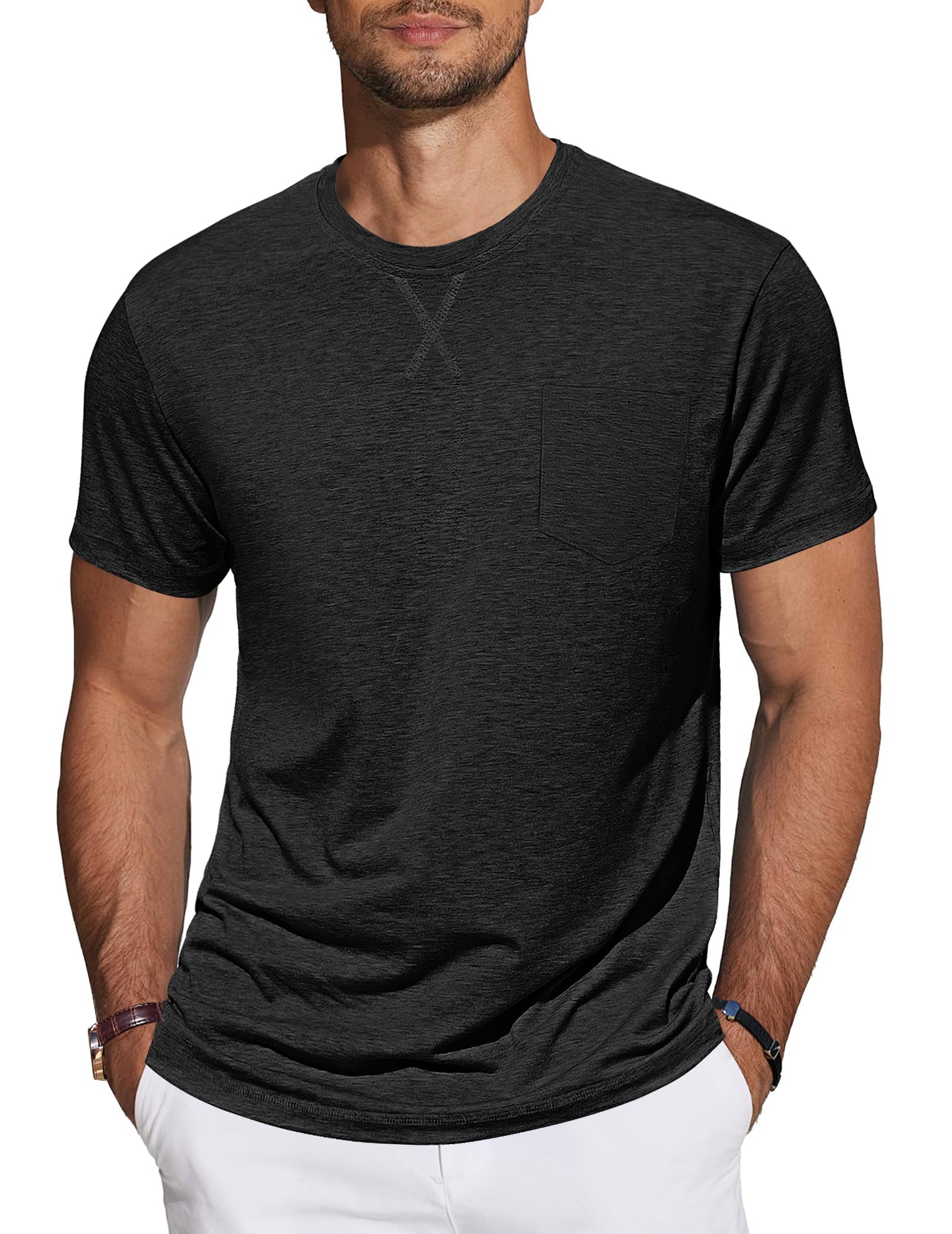 TARAINYA T-Shirt Herren Baumwolle Kurzarm Rundhals Einfarbig Shirts Männer Sommer M-4XL