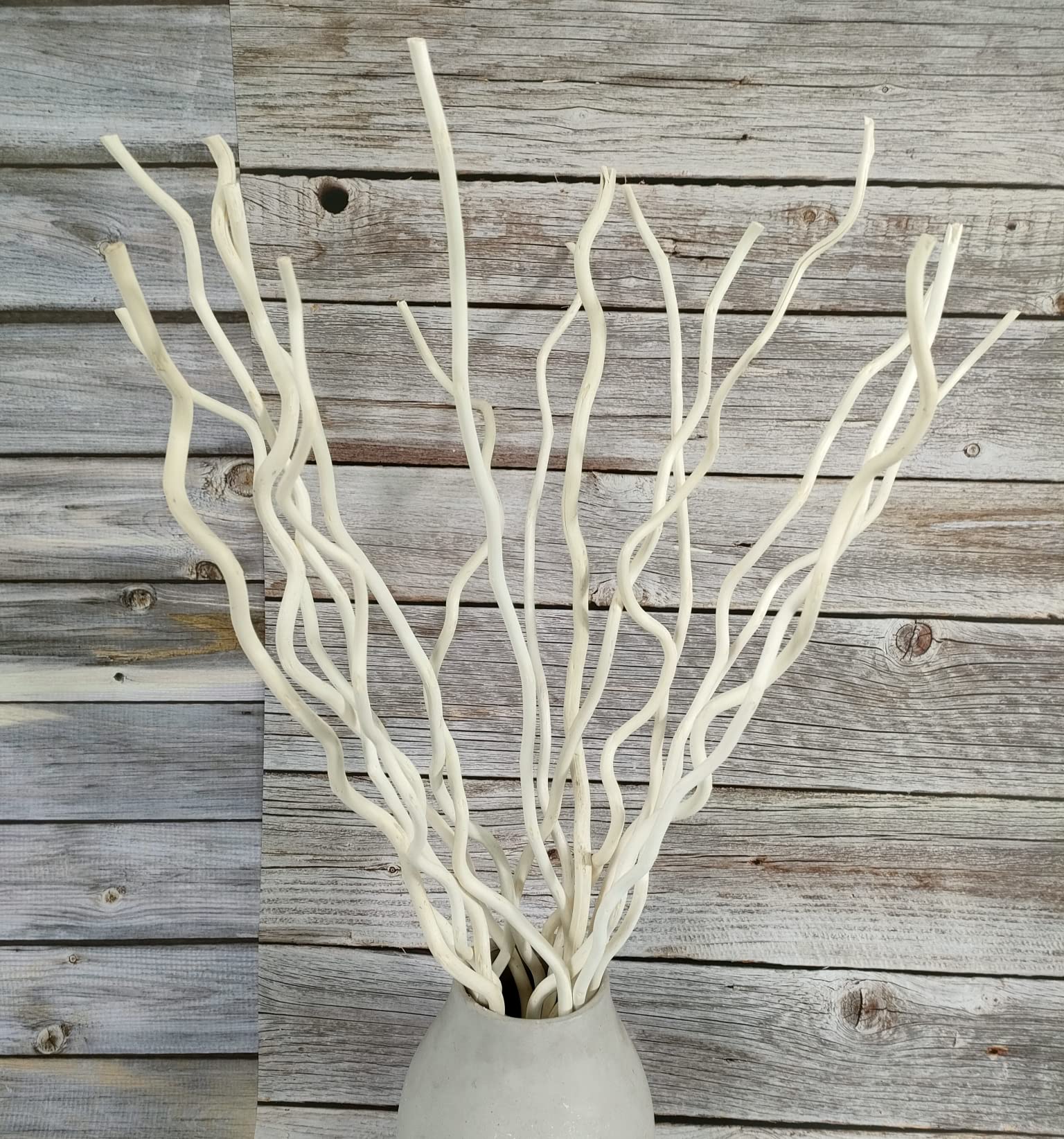 DongArts Dried Natural Curly Willow Branch 15 Pieces Decorative Twisted White Sticks 23”/ 58 cm for Home Decor, without the 3 Pieces Mini Real Gourds — image 1