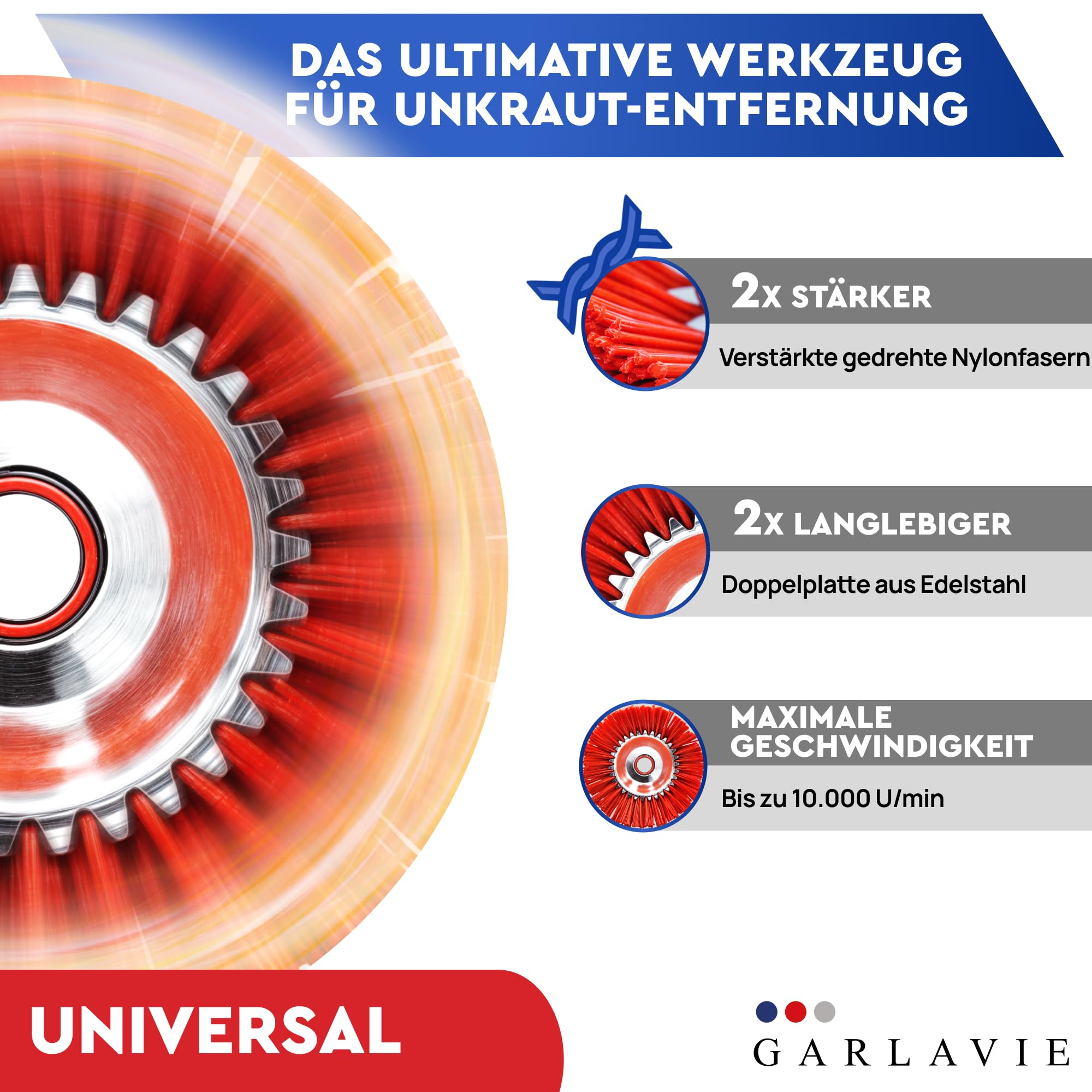 Nylon Unkrautbürste für Freischneider – Schonende Wildkrautbürste für Motorsense, sanfte Moos- & Unkrautentfernung auf empfindlichen Oberflächen