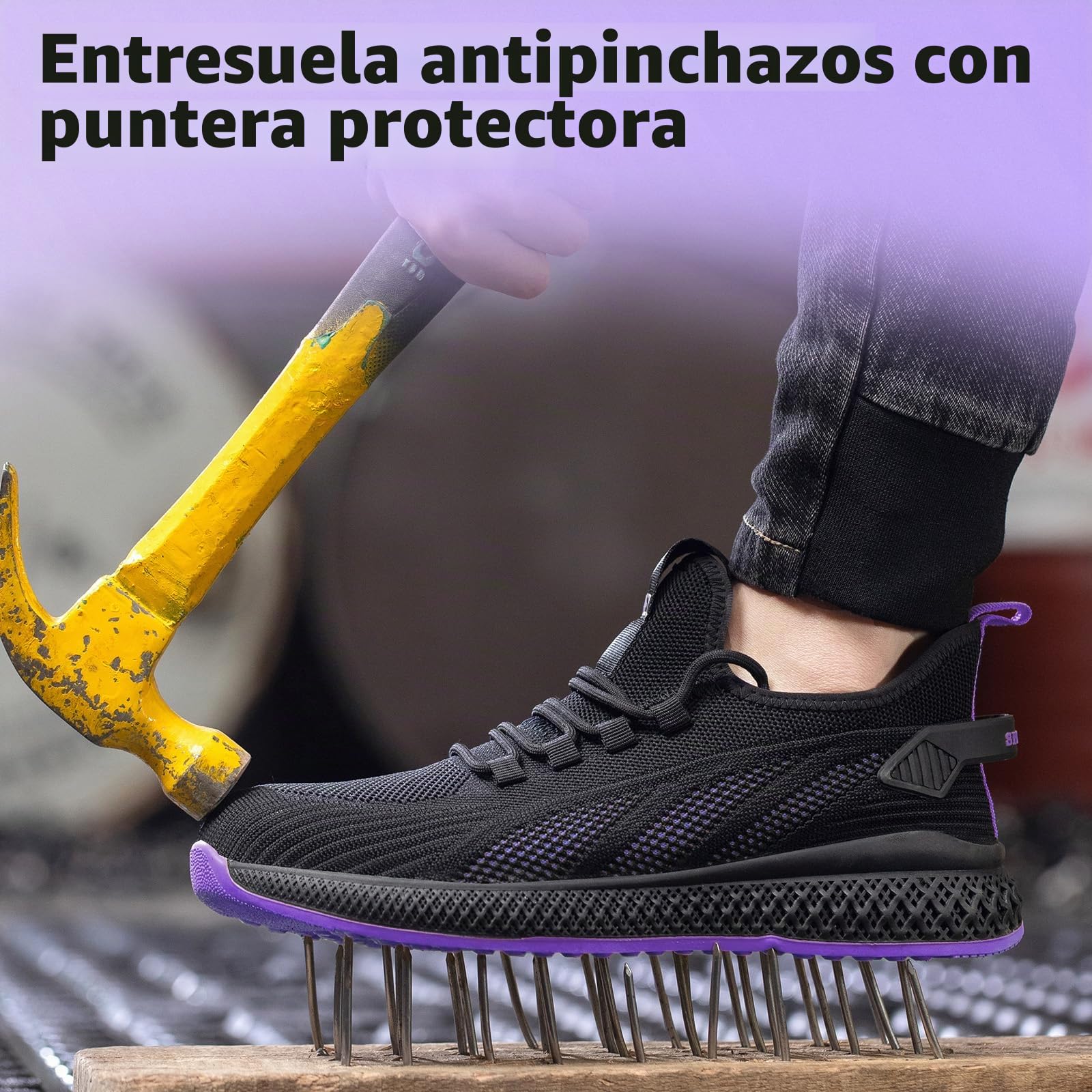SPIEZ Antiaplastamiento Zapatos de Seguridad Mujer Ligeros, Cómodos Zapatos de Trabajo Transpirables Zapatillas de Seguridad para el Trabajo y el Uso Diario