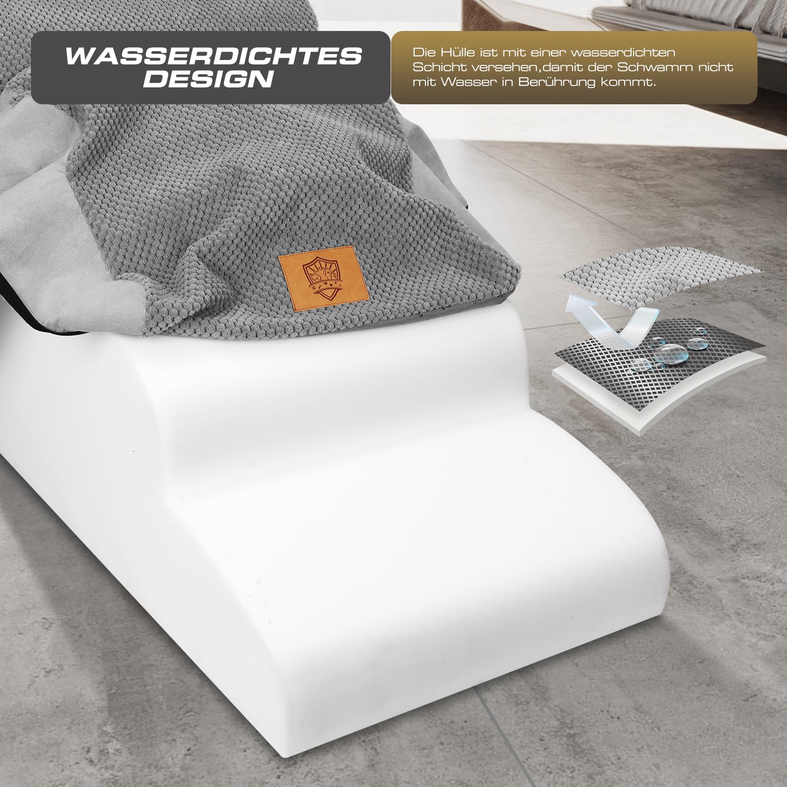 Thihome Scala per Cani di Piccola Taglia, 4 Gradini, Scala Rimovibile, Rampa per Cani con Rivestimento Lavabile e Antiscivolo, per Letto e Divano in Spugna ad Alta Densità