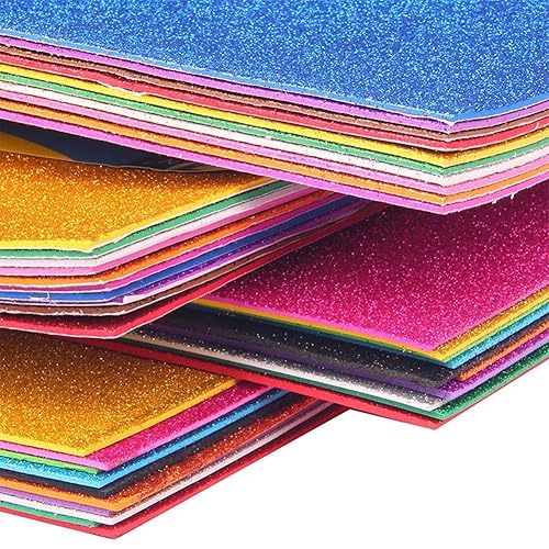 Miniatura 3 de Hoja de espuma de papel de esponja EVA con purpurina A4, hojas de tela de piel sintética de vinilo sintético, paquete de 10 unidades para