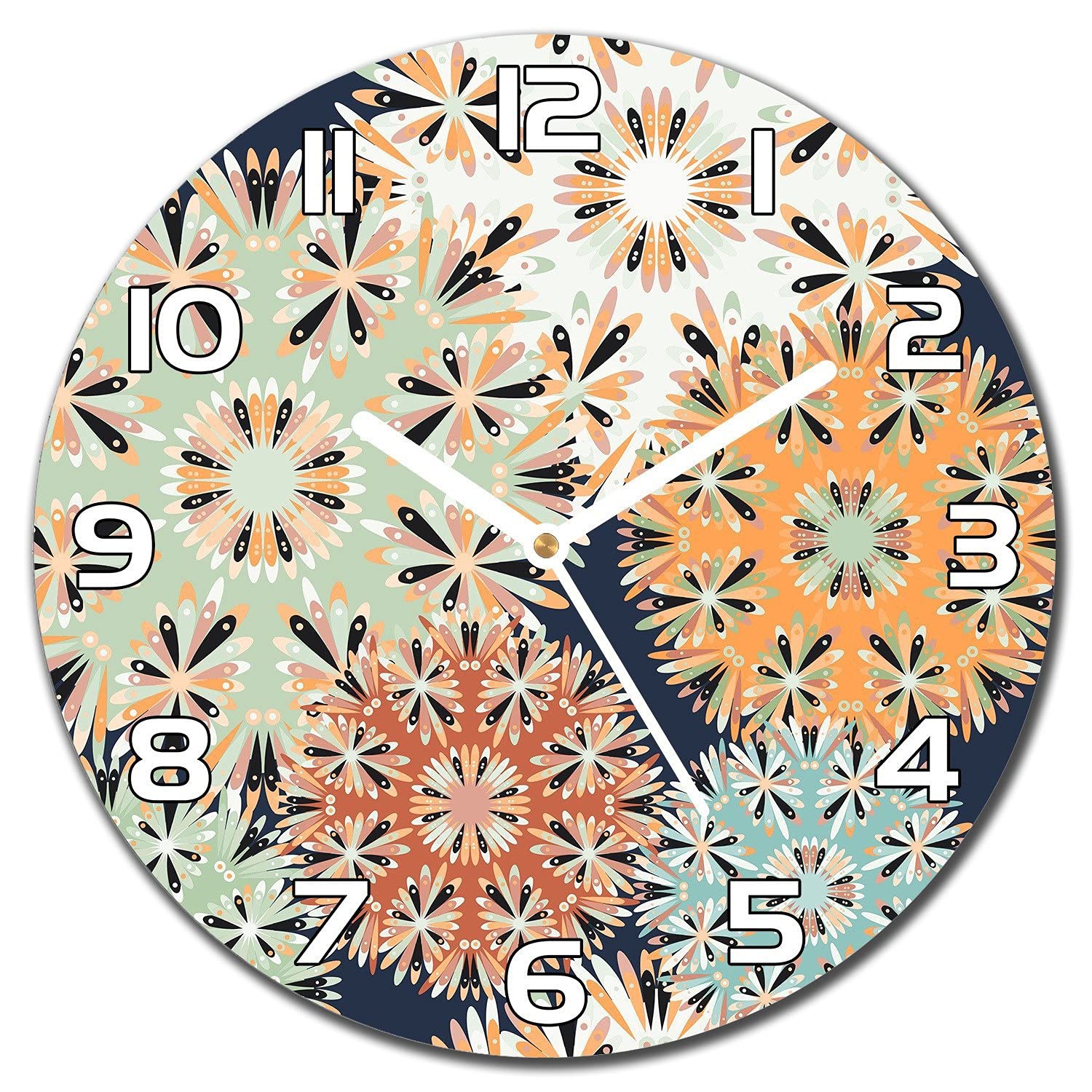 Horloge en verre sécurité Coloray de 30 cm avec des finitions modernes orange et blanc