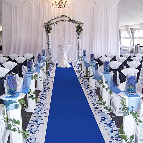 Miniatura 5 de Alfombra azul marino para fiesta, 2.6 x 15 pies, fieltro no tejido de 130 GSM con adhesivo de doble cara sin rastros, camino de pasillo para bodas,