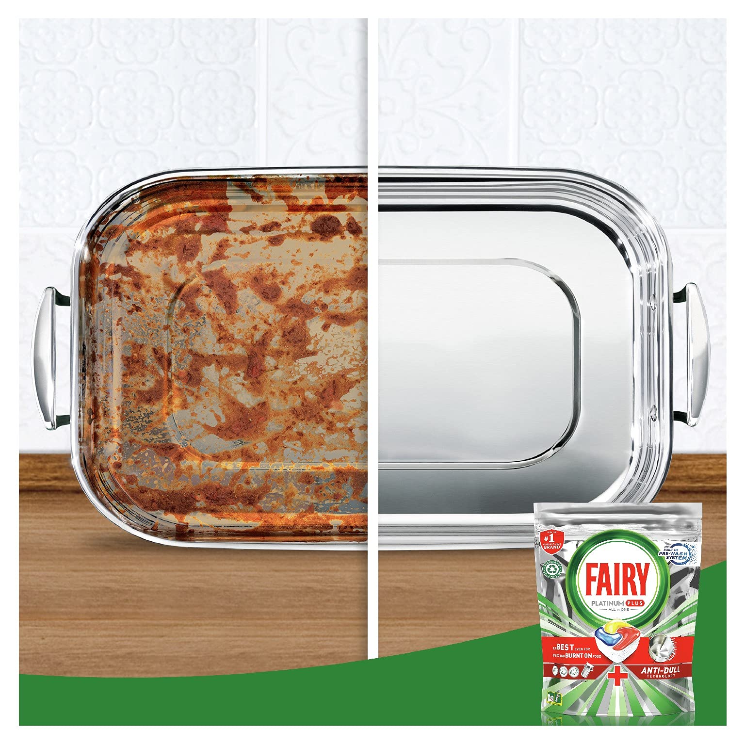 Fairy Detergente per lavastoviglie Platinum Plus, 180 lavaggi, 3 confezioni da 60 lavaggi, opaco