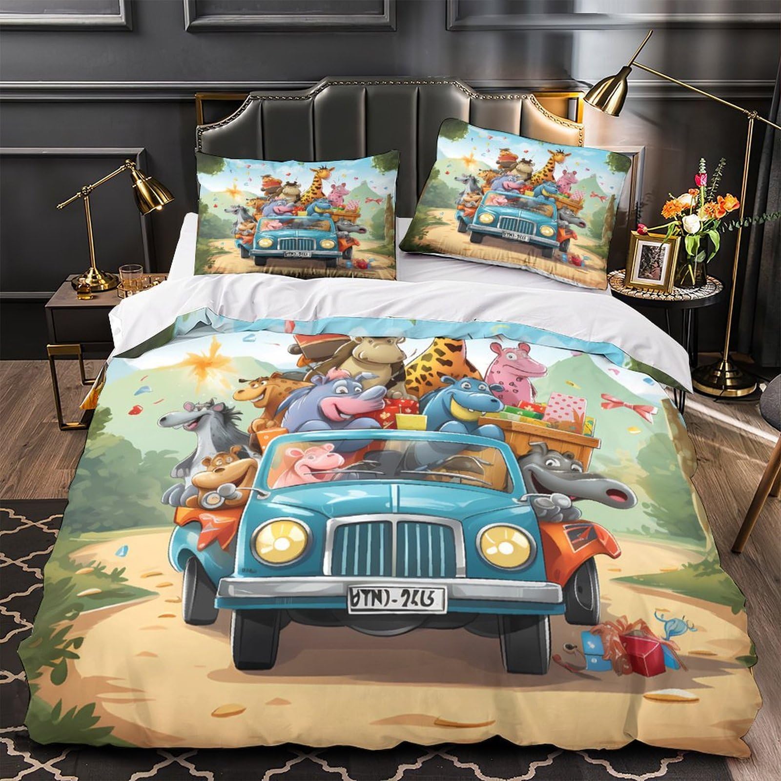 Housse de couette cartes fantastiques 220x240 cm avec taies en microfibre