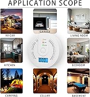 Vista 8 de Detector digital de monóxido de carbono con pantalla LCD y advertencia de sonido, indicadores de falla/alarma/funcionamiento, funciona con pilas AA