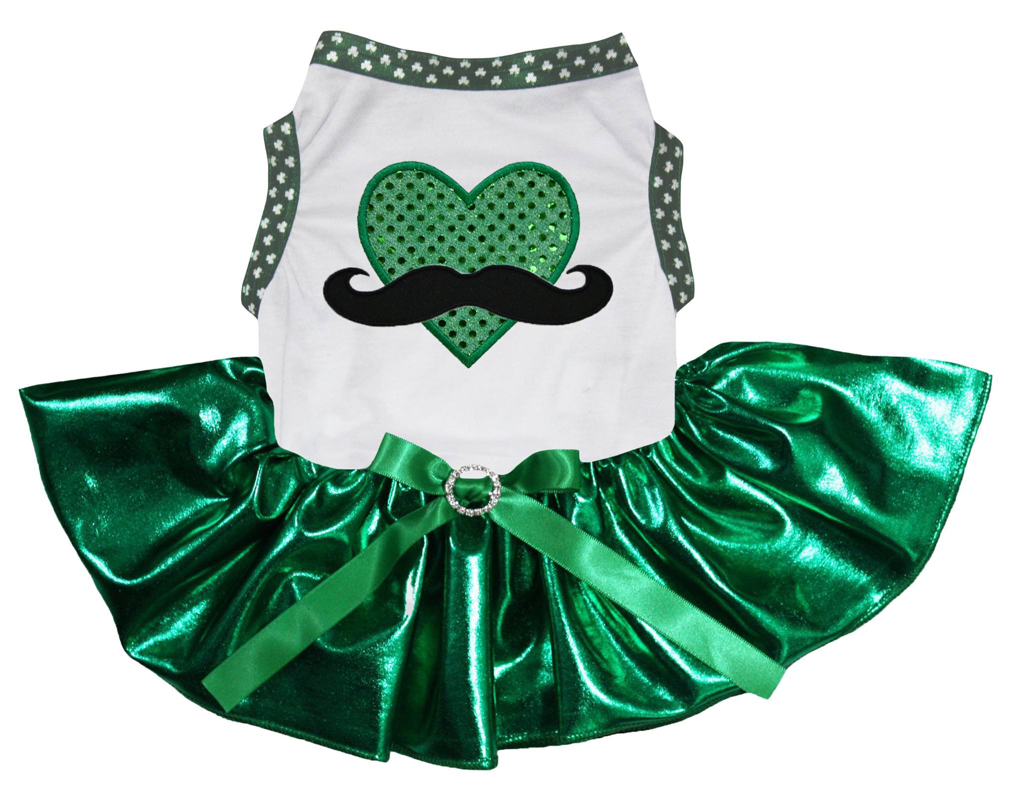 Robe pour chiot vêtement chien tutu vert pailleté cœur chic
