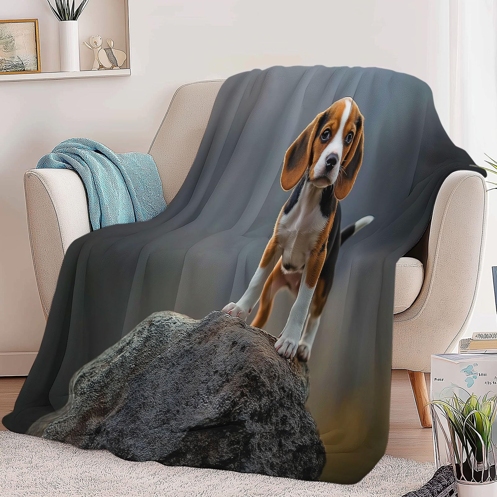 Générique Couvertures en Molleton de Flanelle Animal Chiot Montagne Couverture Chaude et légère pour Toutes Les Saisons – Plaid Polaire Anti-Boulochage pour lit, canapé, Sofa, Gris, 150 x 200 cm