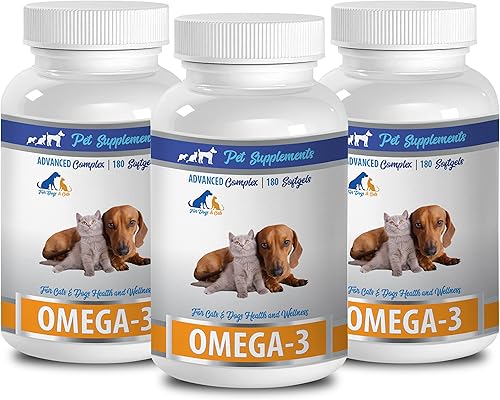 Dog Protein Supplement - Omega 3 - for Dogs and Cats - Health and Wellness - Sardine Oil for Dogs - 3 Bottle (540 Softgels)
