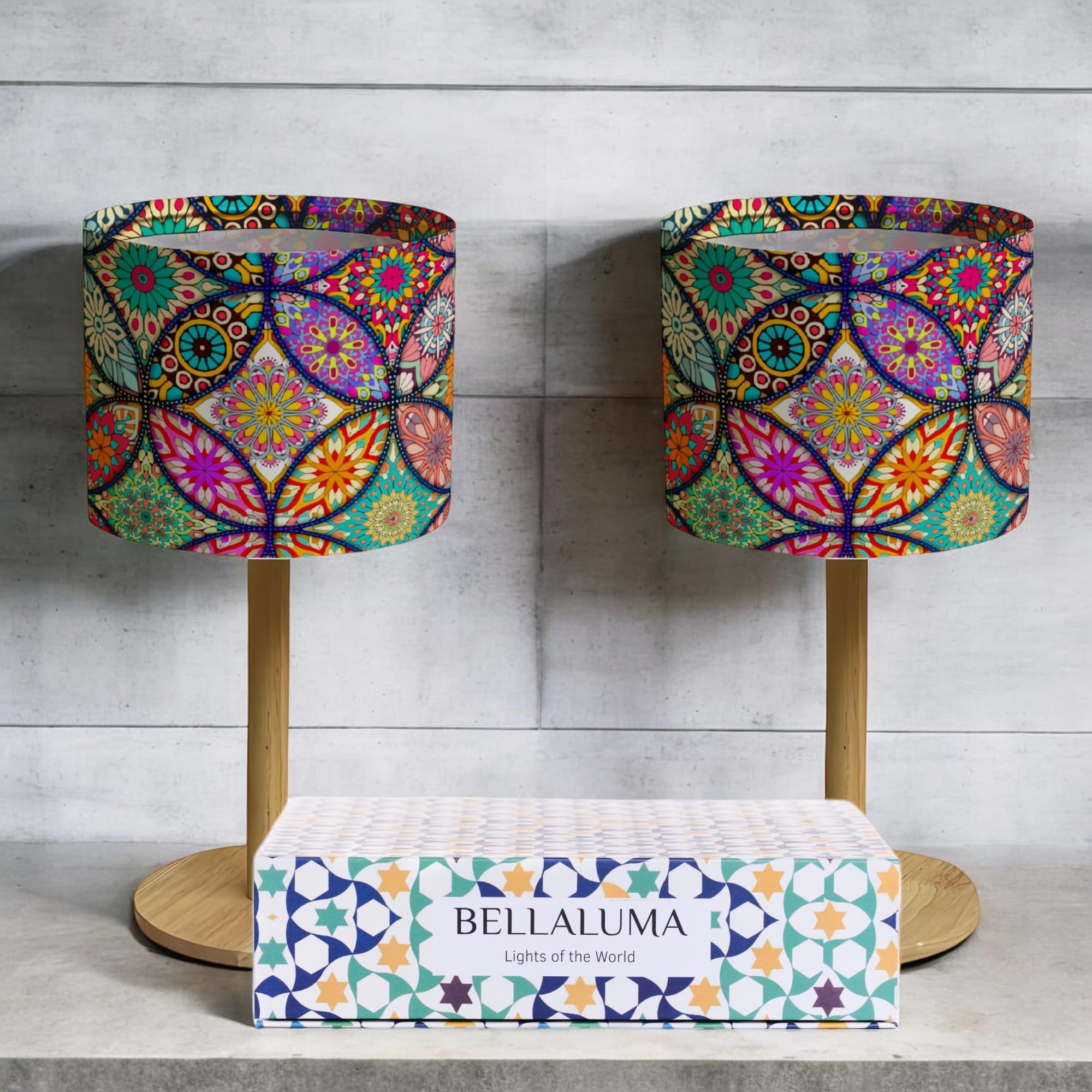Bellaluma Lampada da comodino Lampada da comodino Candeeiro Mesa de Cabeceira Lampade da comodino Lampada da camera Lampada da tavolo (Geometric Style, 2 unità)