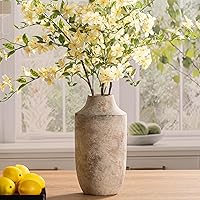 Vista 14 de Mitt&Ditt Florero de cerámica con asas, jarrón de 11 pulgadas de alto para centros de mesa, grandes jarrones decorativos de terracota, jarrones