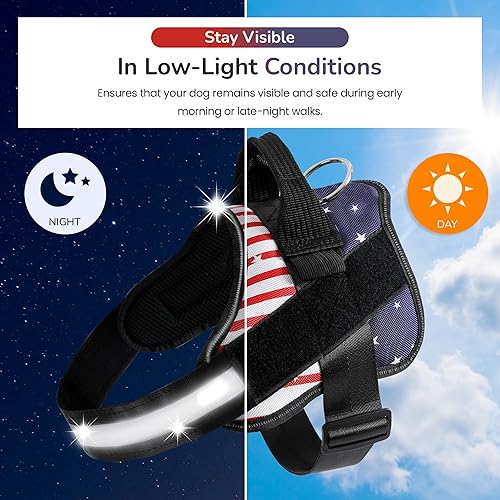 Miniatura 7 de PuppyCherry Arnés para perro de tamaño mediano y grande, chaleco para perro sin tirones, arnés para perro de alta resistencia con asa, correa