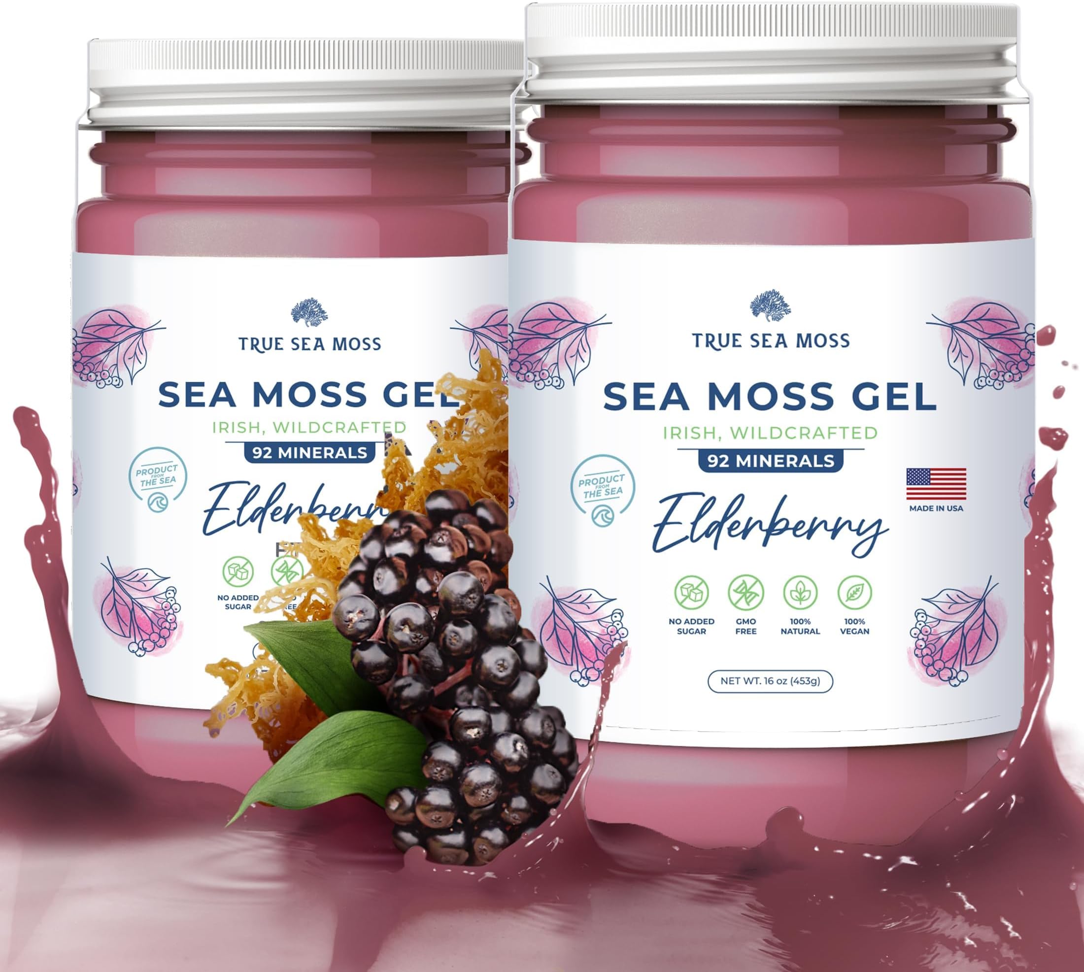 TrueSeaMoss Wildcrafted Irish Sea Moss Gel With Banana – 16oz, Organic, Non-GMO, Immune & Skin Support