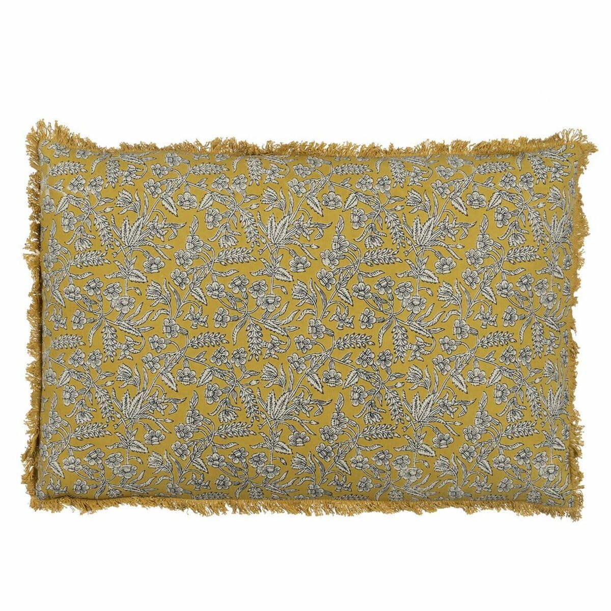 Coussin coton beige moutarde 60 x 40 cm pour soulager le dos et sublimer le salon