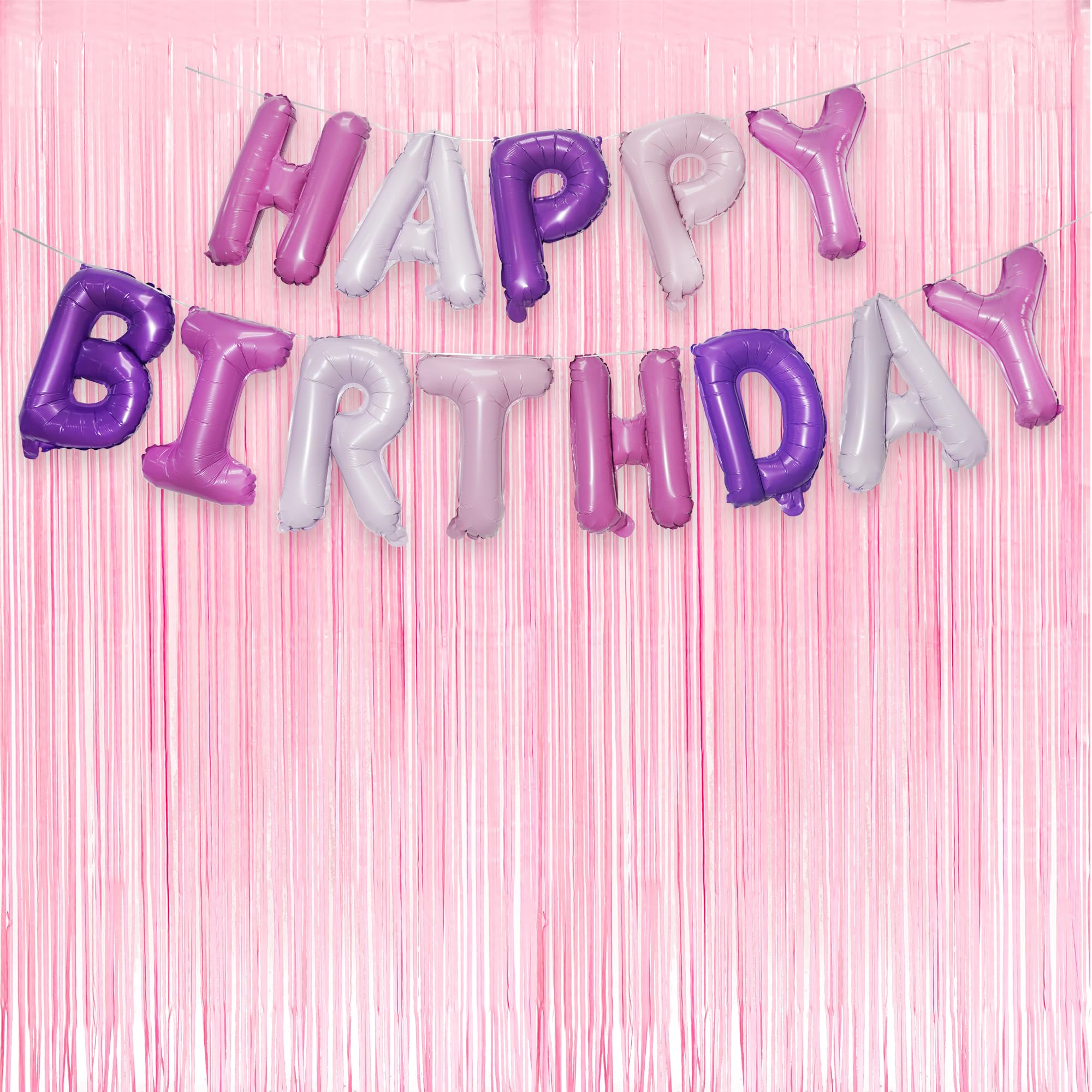 Pastel Pink Party Backdrop Decoration and Purple Pink Banner for Party Supplies