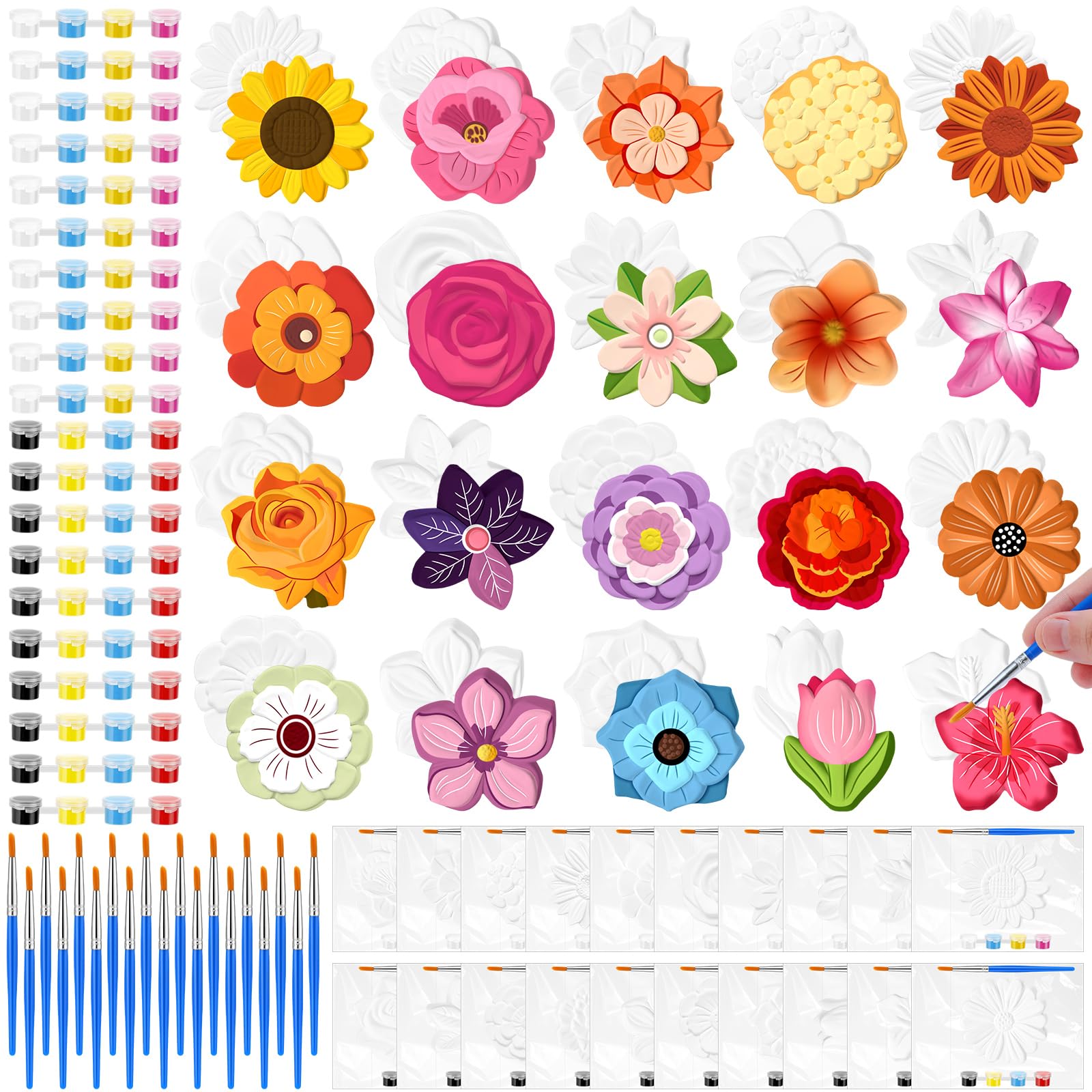 JellyArch 20 Set Flower DIY Painting Kit Ceramic to Paint Your Own