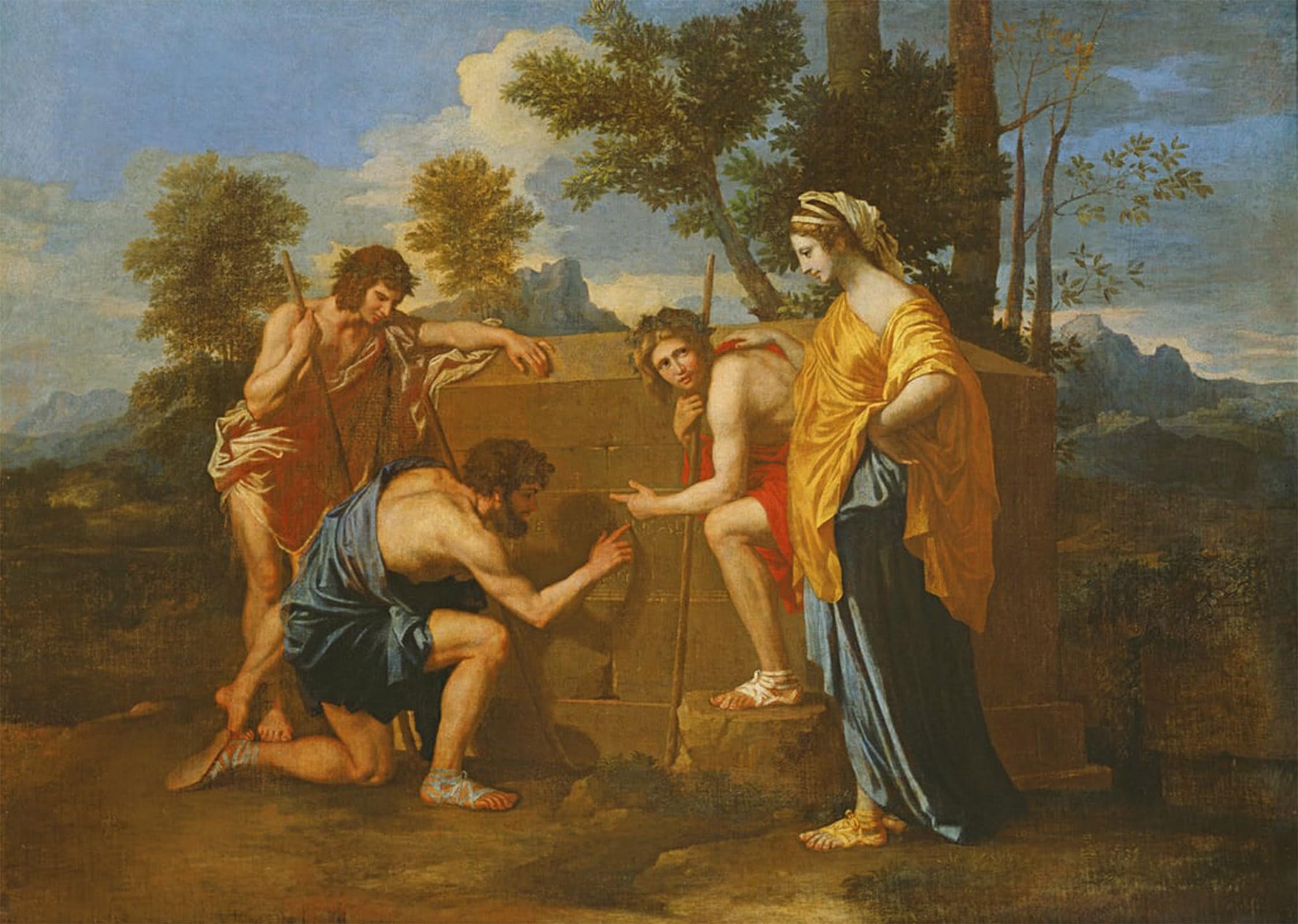 POSTERIIk Famous Modern Artwork Art Mural Arcadian Shepherds by Nicolas Poussin Oil Paintings Pictures for Home Decor 60x90cm