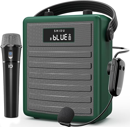 Miniatura 9 de SHIDU Amplificador de voz de 40 W con micrófono inalámbrico, sistema PA portátil con micrófono y altavoz inalámbricos, micrófono portátil Bluetooth