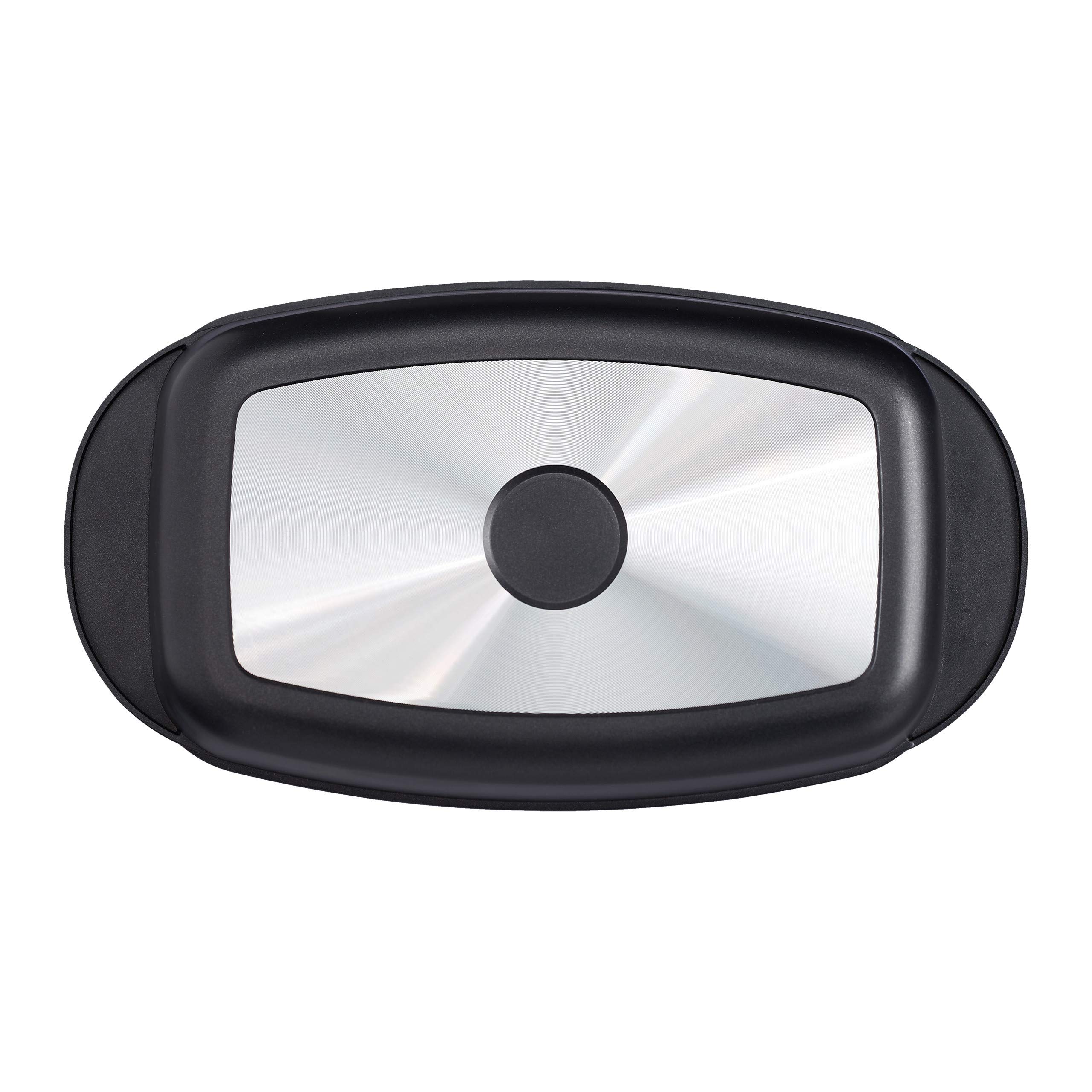 Relaxdays Teglia con Coperchio in Vetro, Antiaderente, Casseruola da Forno, Lavabile in Lavastoviglie, 39 cm, Nero