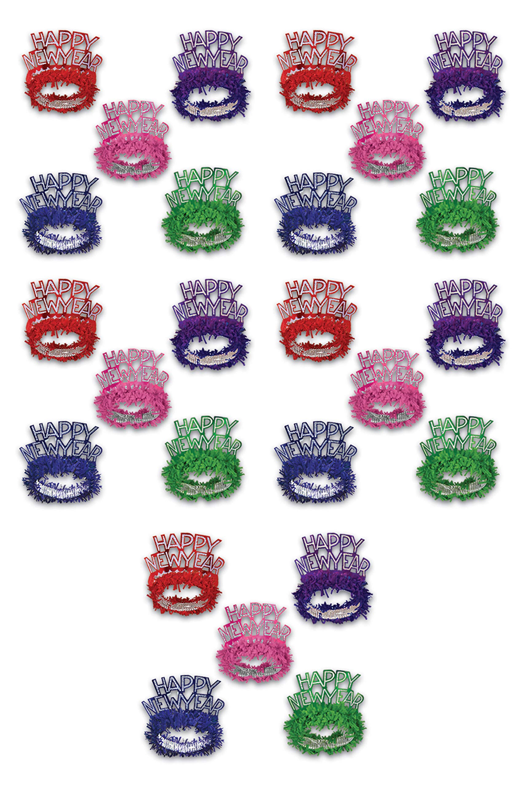 Beistle S88761-50AZ25 Tiaras Happy New Year Regal 25 Stück Partygeschenke, Einheitsgröße, Mehrfarbig