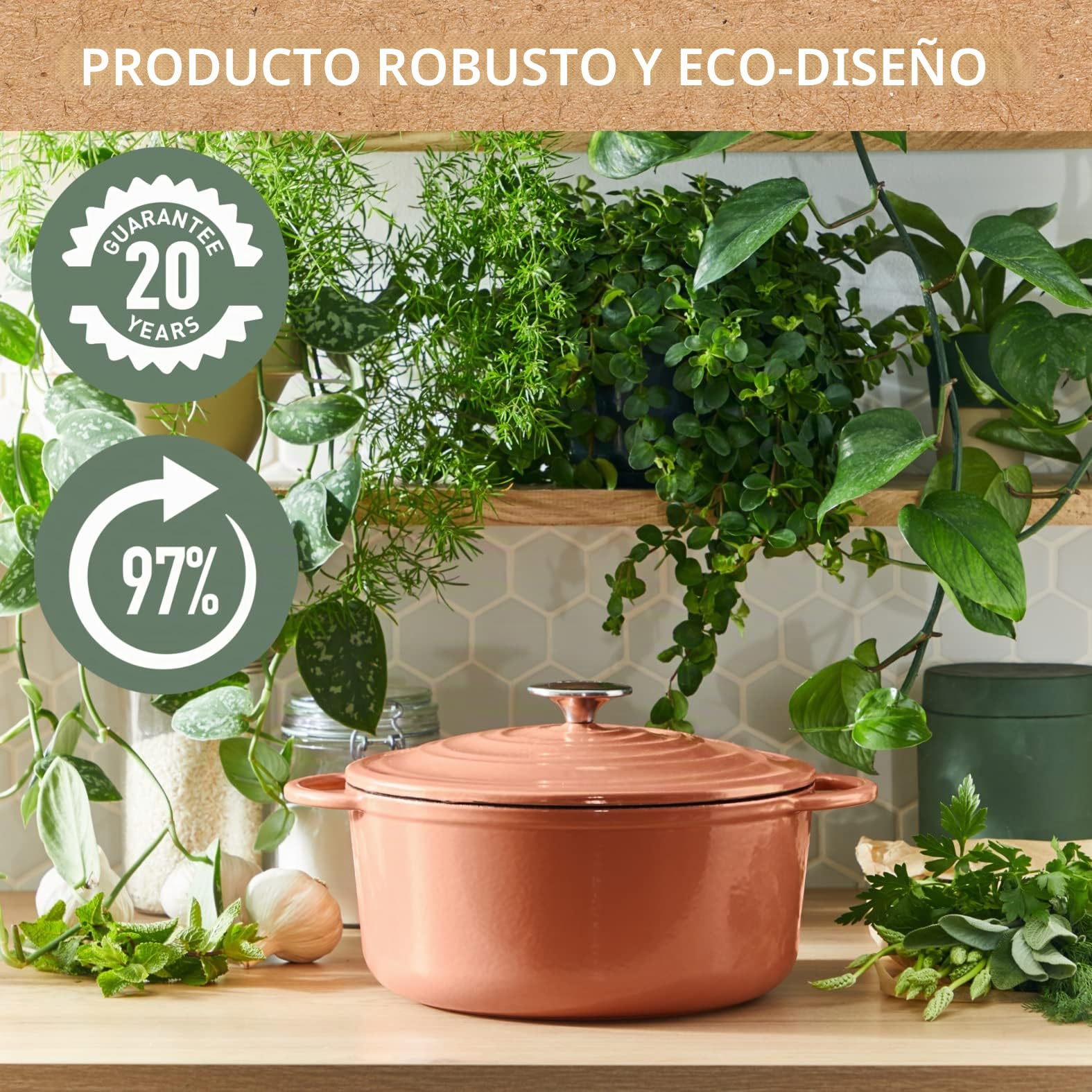 Tefal LOV E2600604 - Cacerola de hierro fundido esmaltado con tapa, ovalada, 34 cm, 7,2 L, horno holandés, todo tipo de fuegos, olla de hierro fundido, ollas de cocina, aptas para lavavajillas,