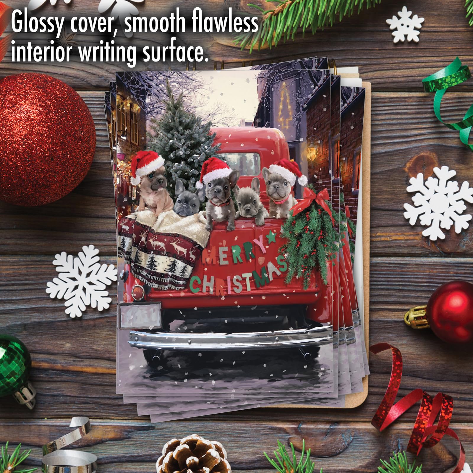 The Best Card Company C3375JXSG-B12x1 Lot de 12 cartes de vœux de Noël avec enveloppes 12 motifs et 12 enveloppes de 12 cartes de vœux de Noël Rouge