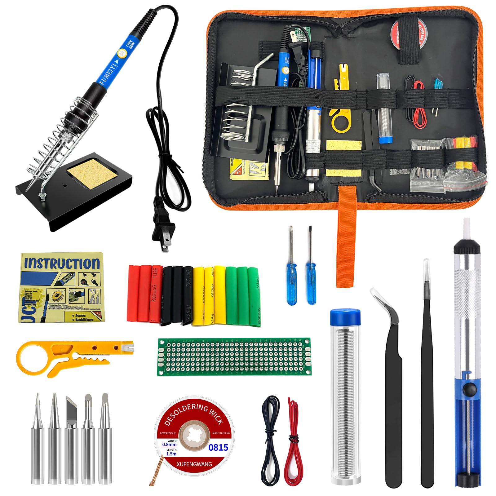 Soldering Iron Kit, 21-in-1 with Adjustable Temperature, 5 Soldering Tips, 60W Soldering Iron, Solder Wire, Desoldering Pump, Stand - A Welding for Electronic Hobbyist DIY with 110V US Plug