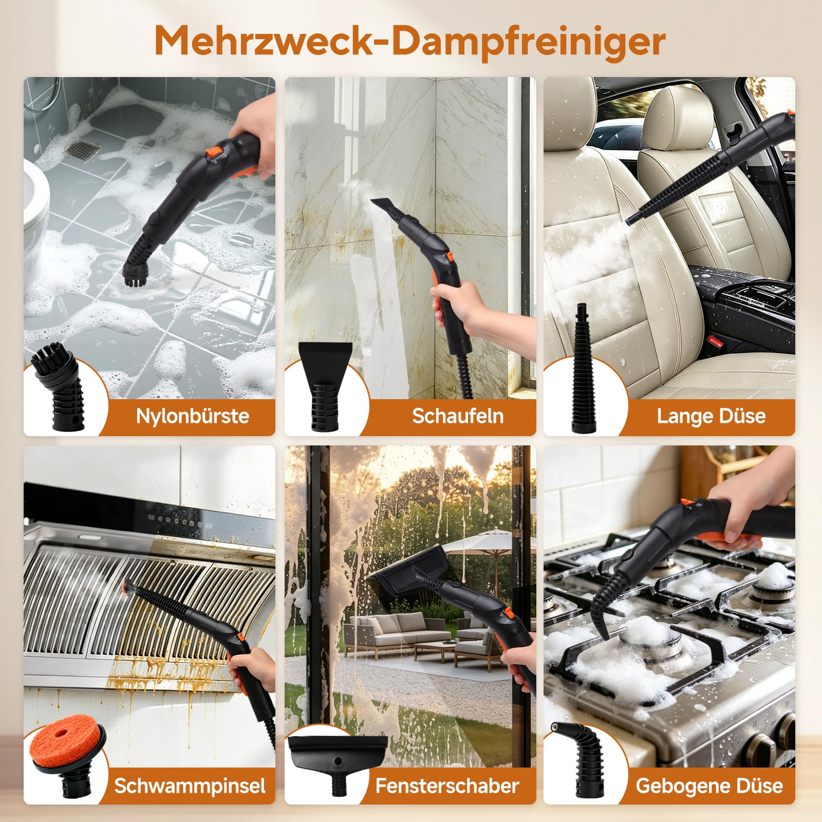 Dampfreiniger Handgerät für Haushalt Auto Handdampfreiniger 221°F 4 Bar