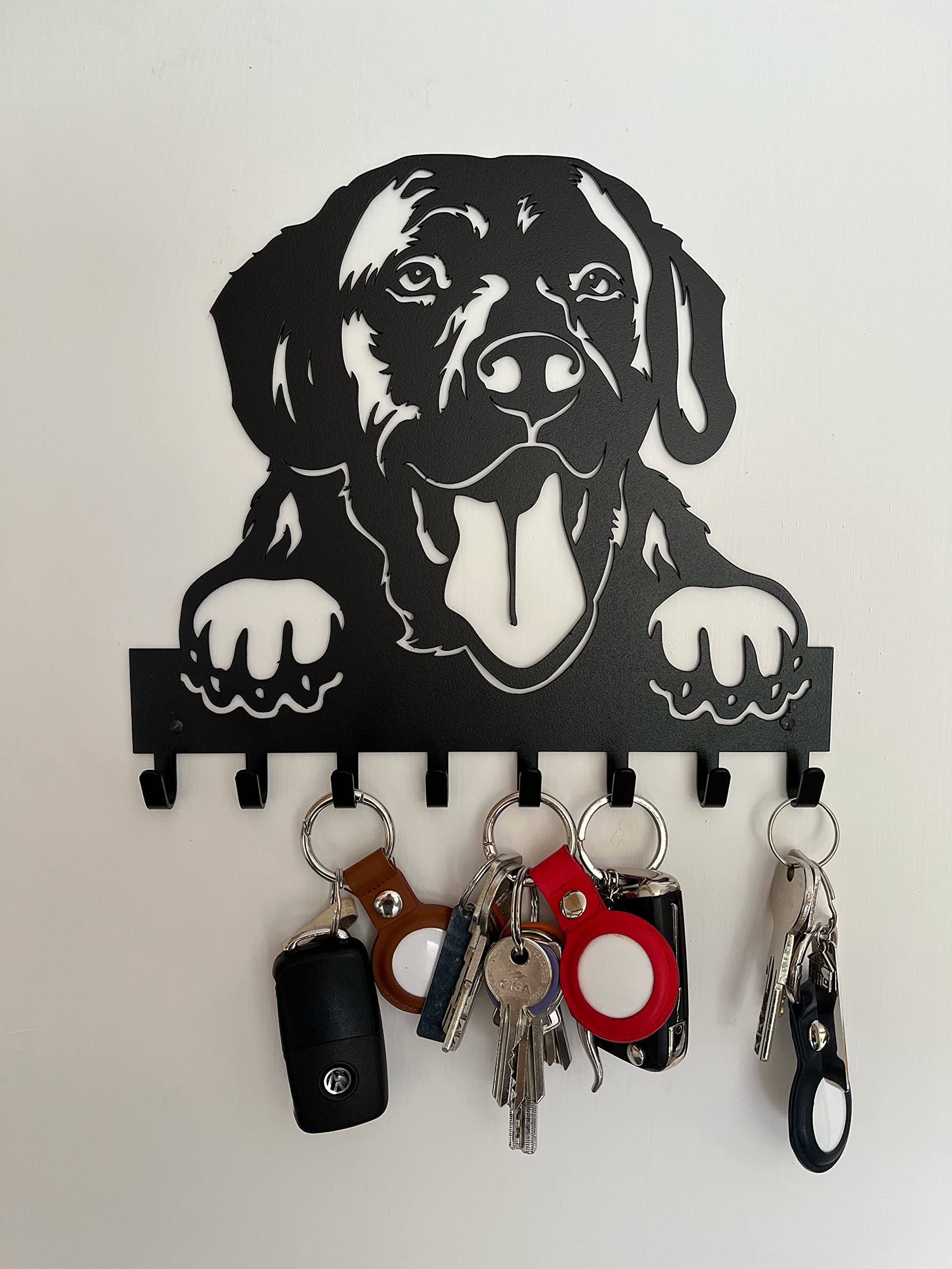 Generico Portachiavi da Muro a forma di cane con 8 ganci, Appendichiavi da Parete moderno per Ingresso, Cucina, Idea Regalo, Arredamento Casa, Porta guinzaglio cane da parete (Labrador Retriever)