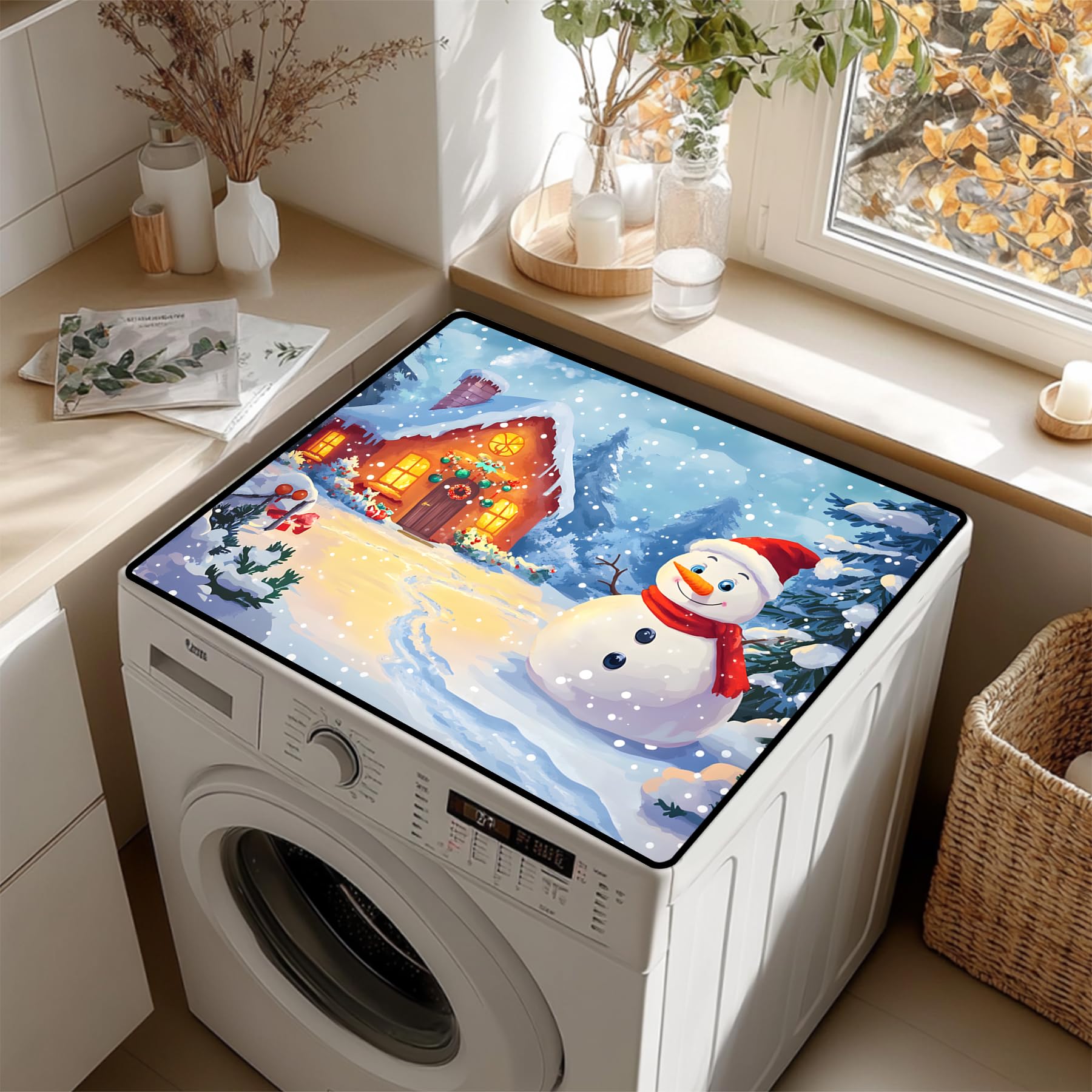 Washer Dryer Top Cover Mat, Non-Slip Dust-Proof Pad, 23.6"x19.7"