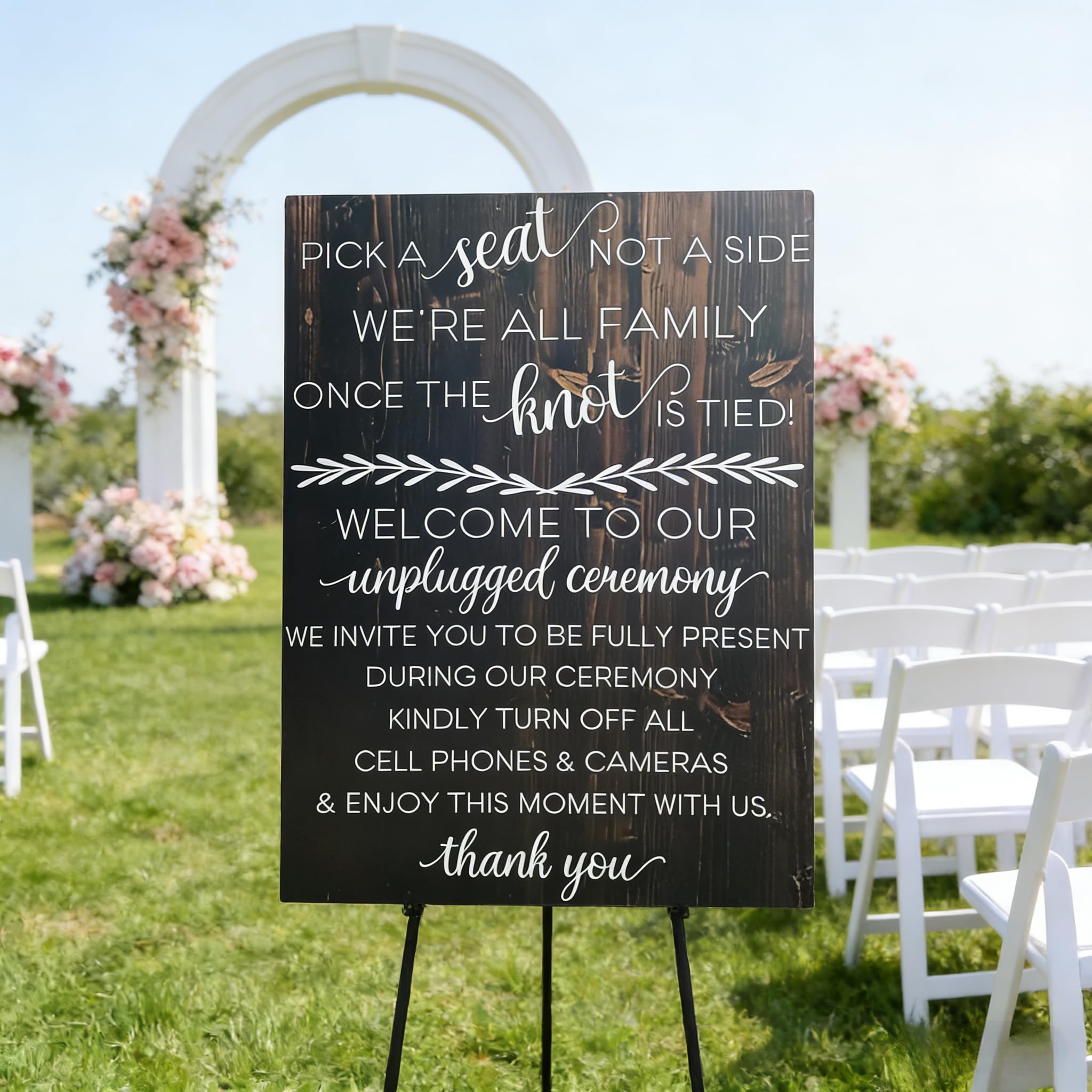 Rustikales Hochzeitsschild "Pick A Seat & Unplugged", vertikales Holzschild für Hochzeitszeremonie und Empfang, Dekoration, Sitzplan und Richtungsdekorationen, Verlobungs- und Jubiläumsschild, 45,7 x