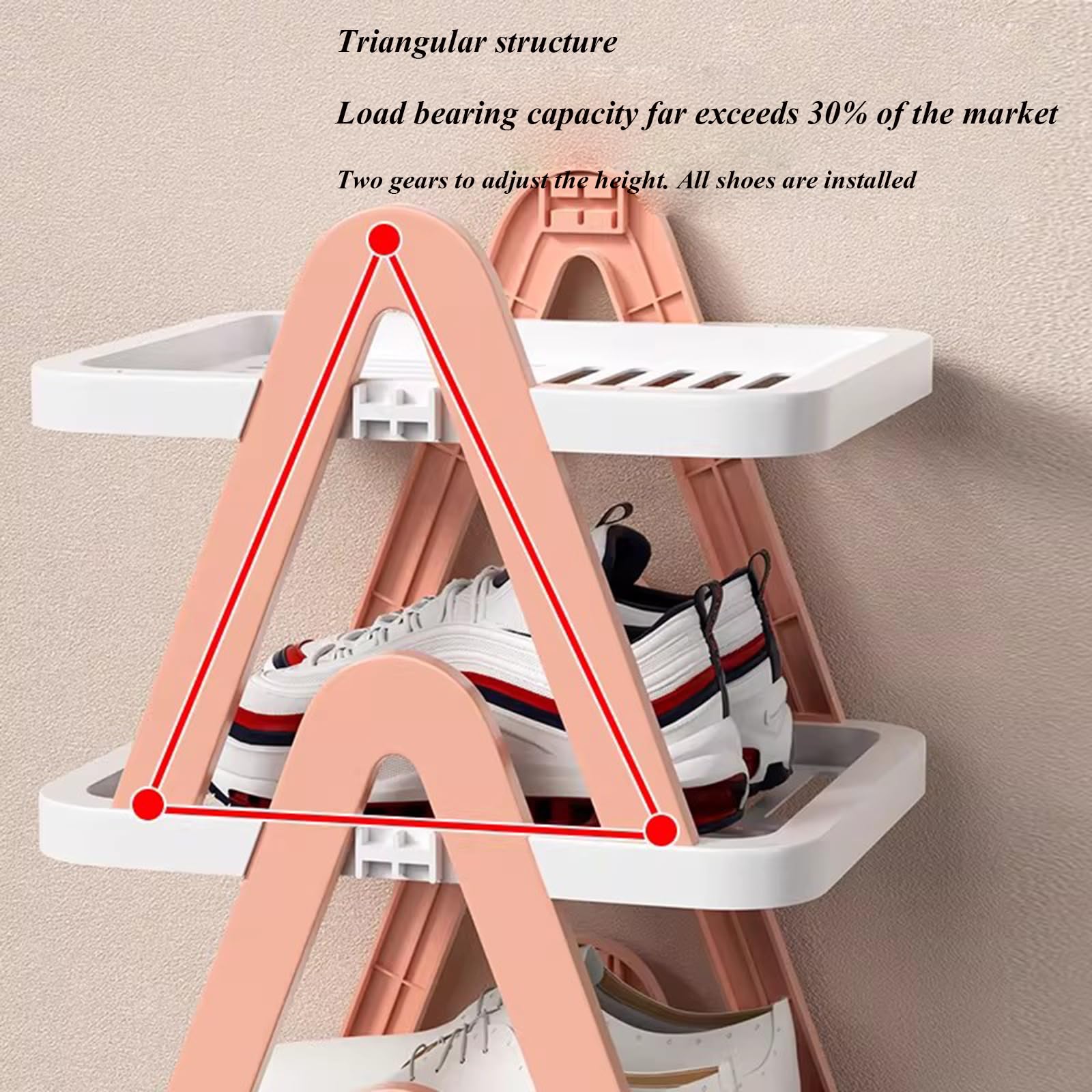 Scarpiera a 3 ripiani, impilabile, sottile, verticale, organizer per corridoi, cucine, camere da letto, mensole compatte in plastica per una gestione ordinata dello spazio