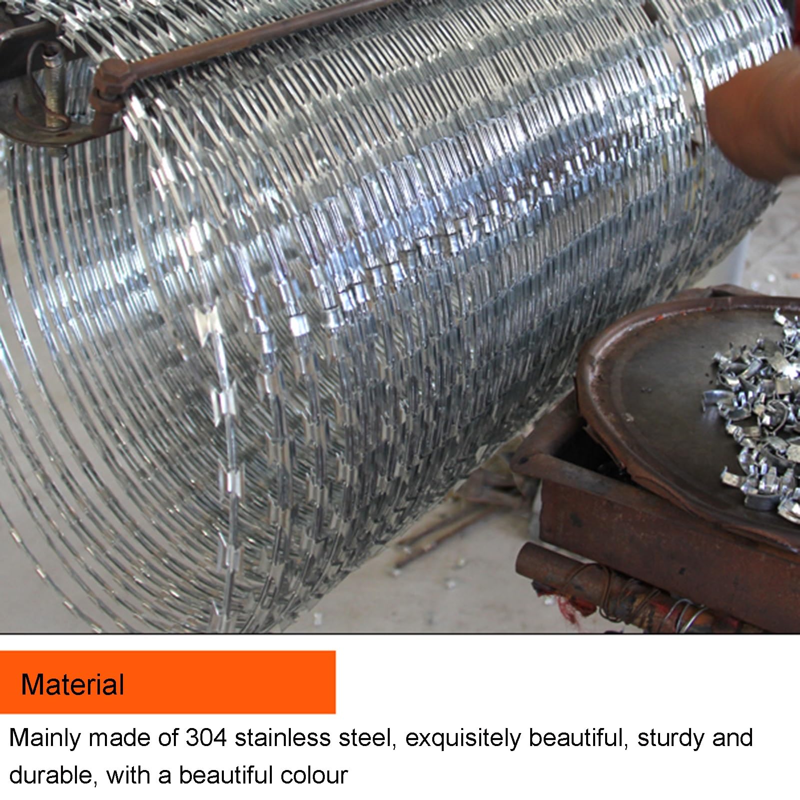 XLIHAWY Razor Barbed Wire, 304 Stainless Steel Razor Wire Fence, Stretched Spiral Barbed Wire Coils