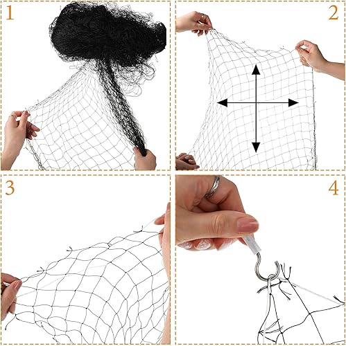 Miniatura 6 de Red de balcón para gatos, valla anticaída para perros, red de nailon para mascotas, malla negra para balcón, ventana, escalera, protección para