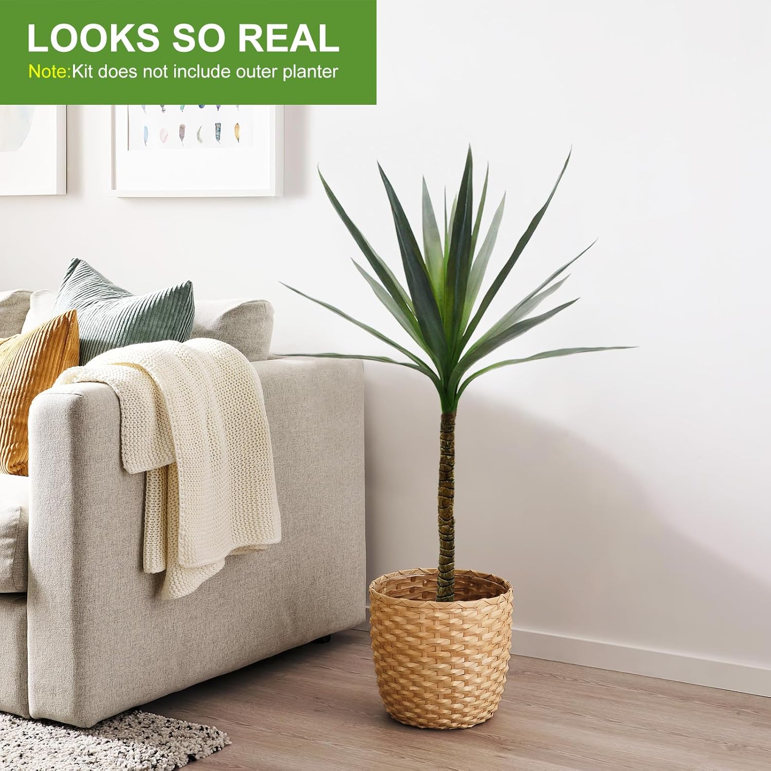 Artificial Tree -2.67ft Faux Agave Tree,Artificial Plant with 1 Heads in Plastic Pot for Living Room, Bedroom and Office (2) - Image 4