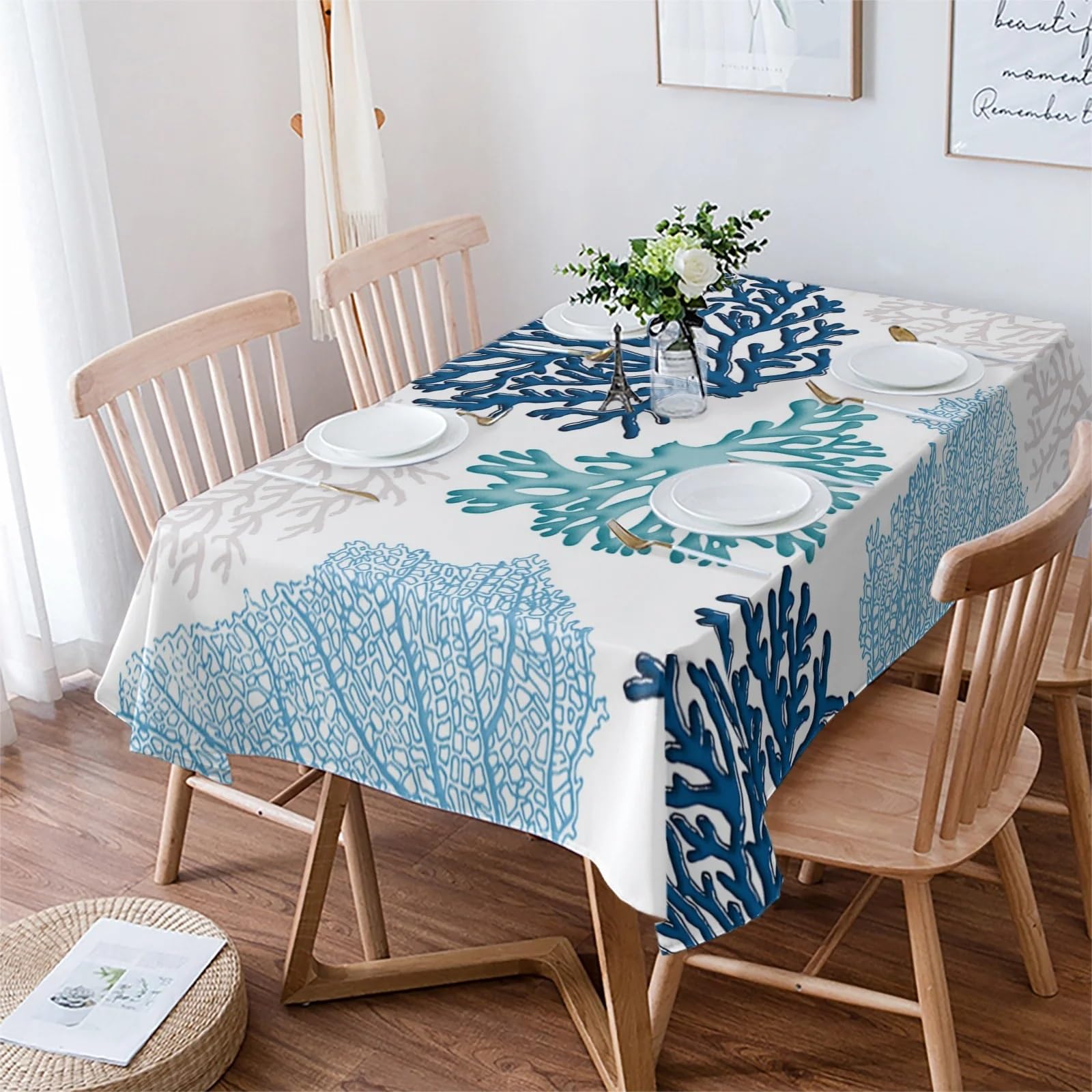 Tovaglia impermeabile blu rettangolare for feste di nozze Copritavolo for decorazioni natalizie Per Protezione Tavolo(153x153cm Tablecloth)