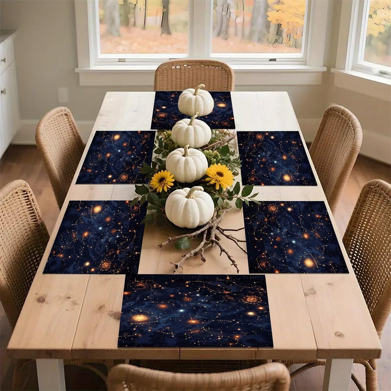 Star Constellation Map Placemats Non-Slip Heat Resistant Table Mats Flax Washable Cloth Place Mats Easy to Clean Premium Placemat for Kitchen Dining Table Decor Party Outdoor