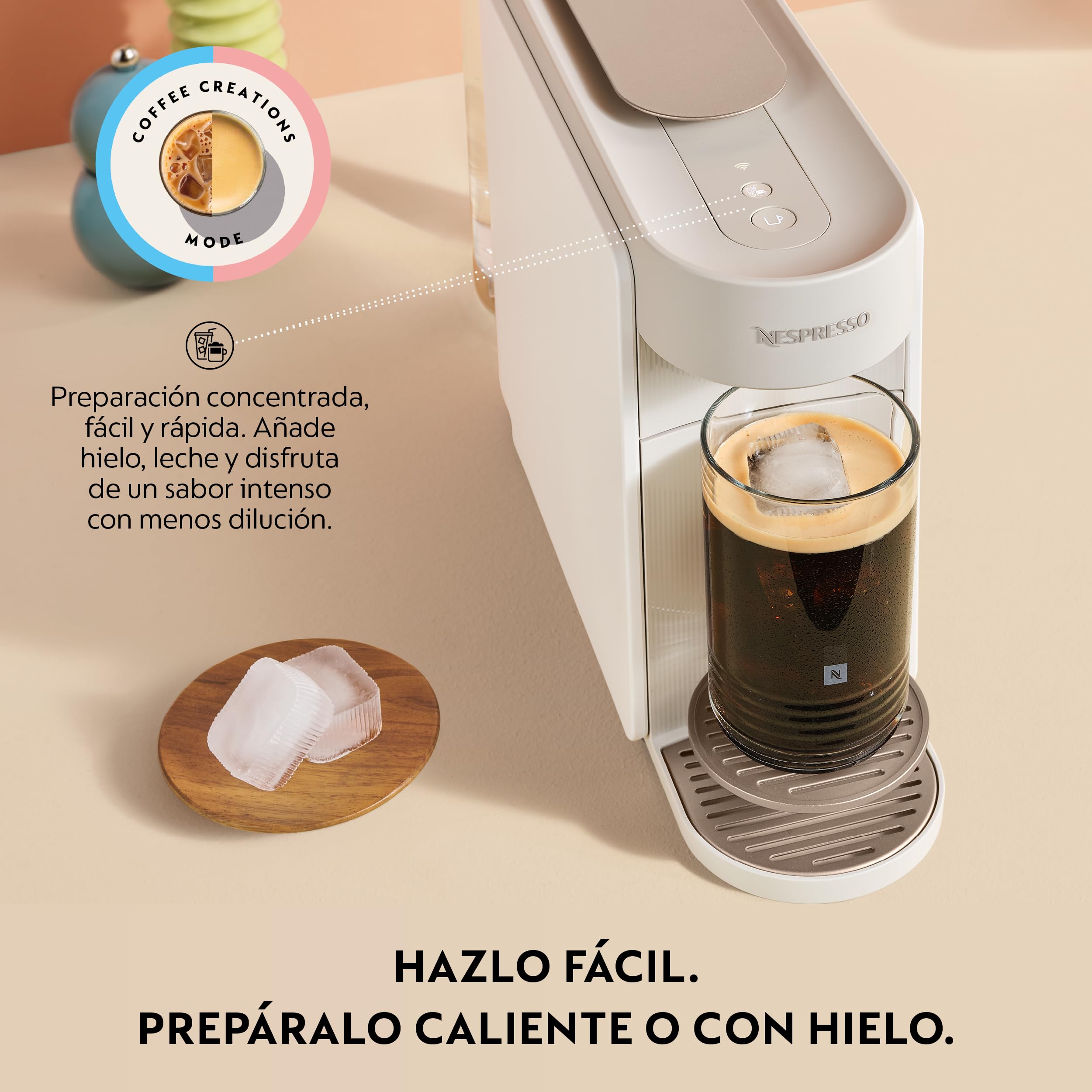 Nespresso Vertuo Up – Cafetera de Cápsulas con 7 Tamaños de Taza, Tecnología Centrifusion, Calentamiento Rápido, Depósito 1,4 L, Modo Creaciones, Diseño Compacto, Blanca (ENV200.W)