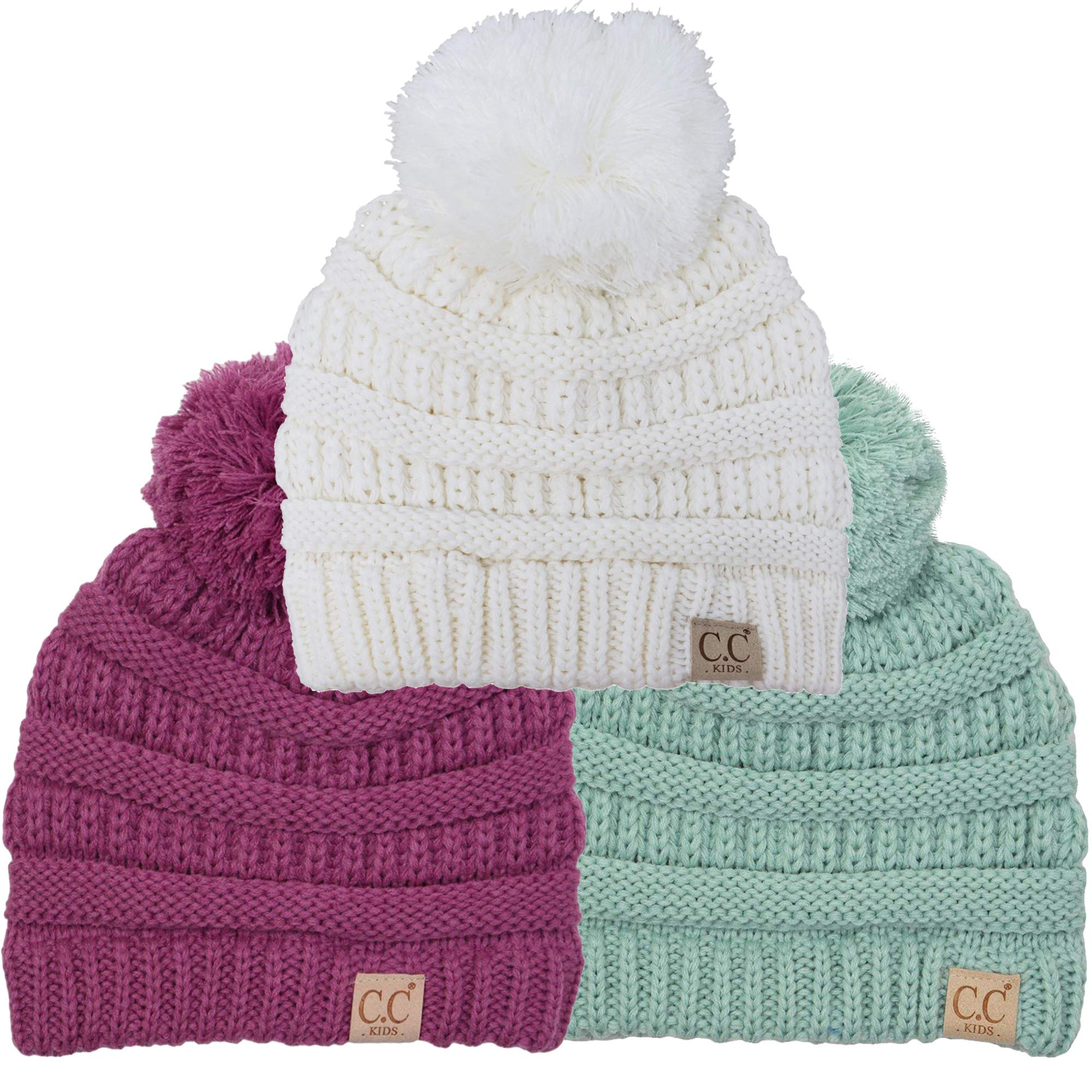 Funky JunqueKids Baby Toddler Cable Knit Children’s Pom Winter Hat Beanie