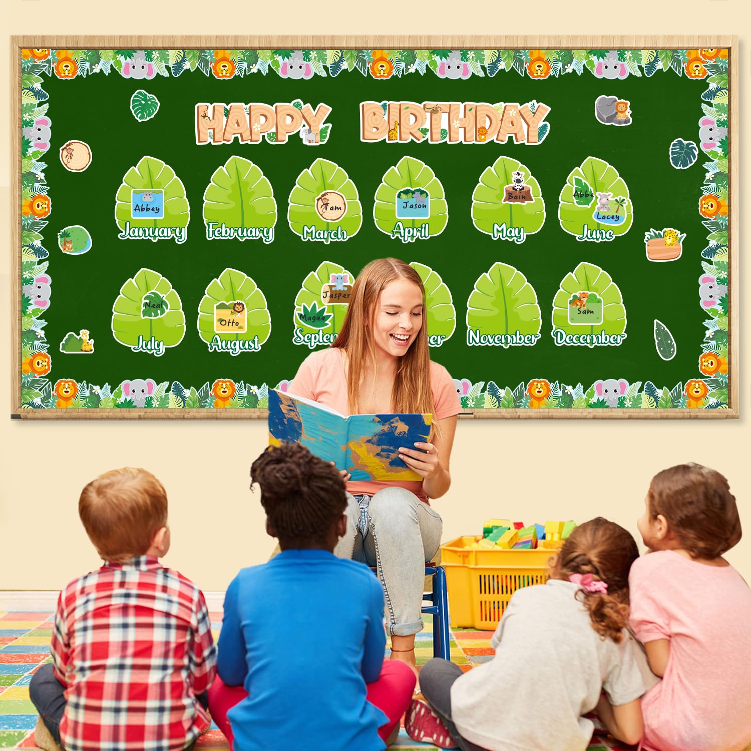 Classroom Calendar Set Jungle Theme Monkey Birthday Bulletin Board Set ...