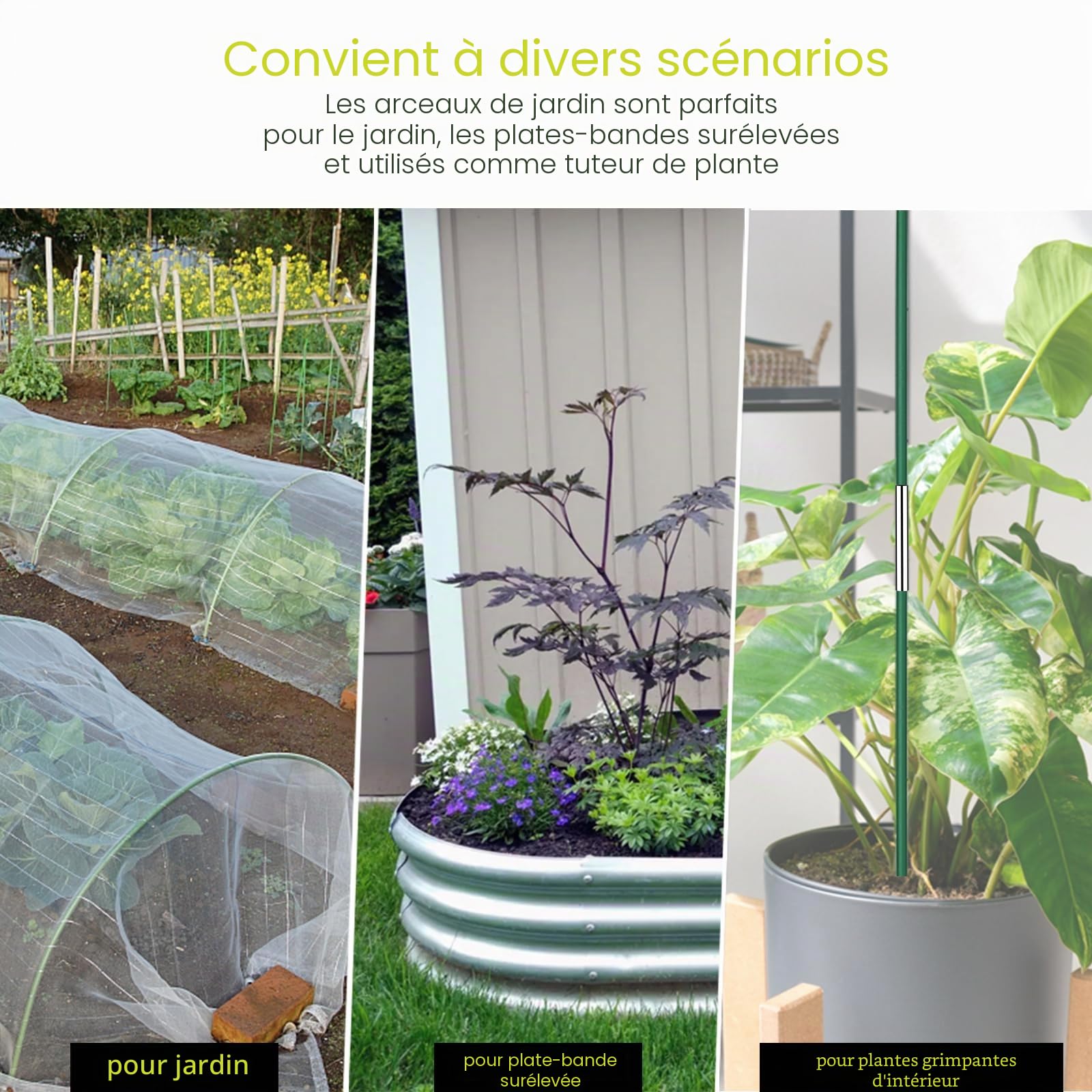 RIFNY Lot de 24 tunnels en film plastique - Pour parterre surélevé - Filet de protection contre les oiseaux - Filet anti-insectes - Pour recouvrement - Film de protection contre le gel - Vert