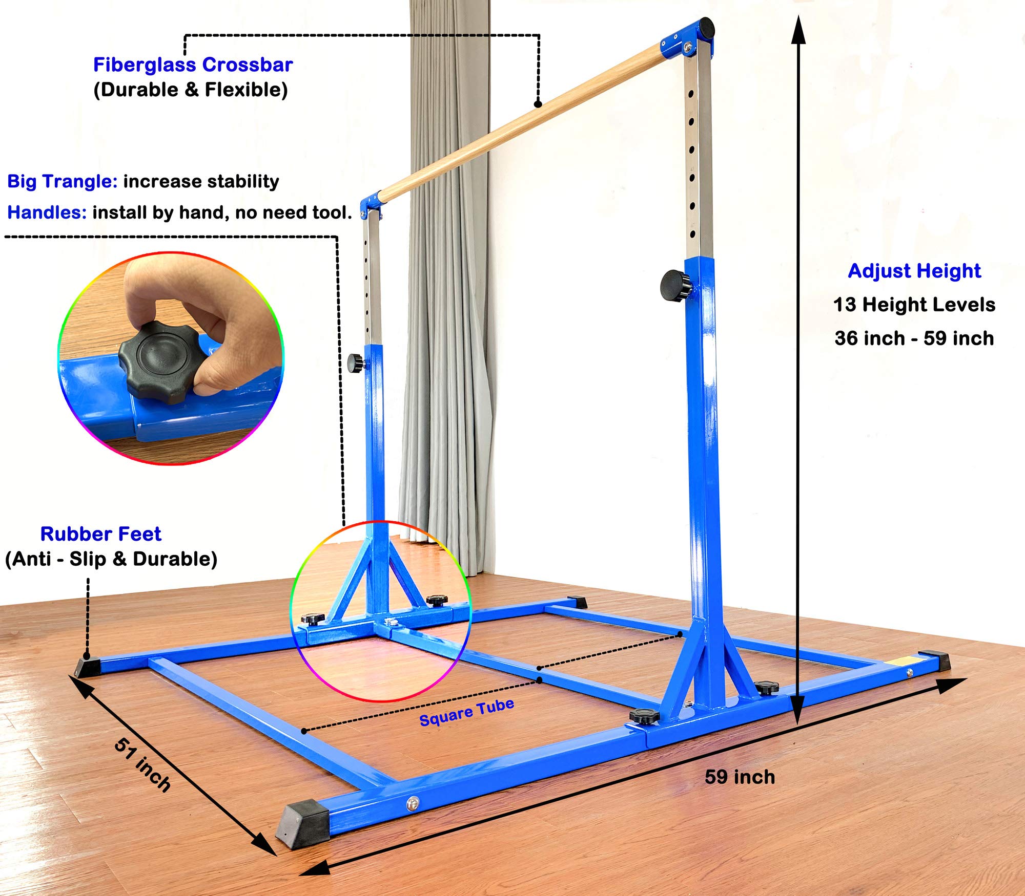 Buy MARFULA Adjustable Gymnastics Bar with Mat 6 Ft Kip Bar with Mat